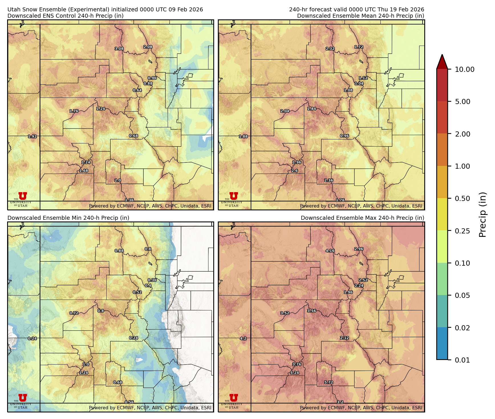 Latest NAEFS total precipitation forecast