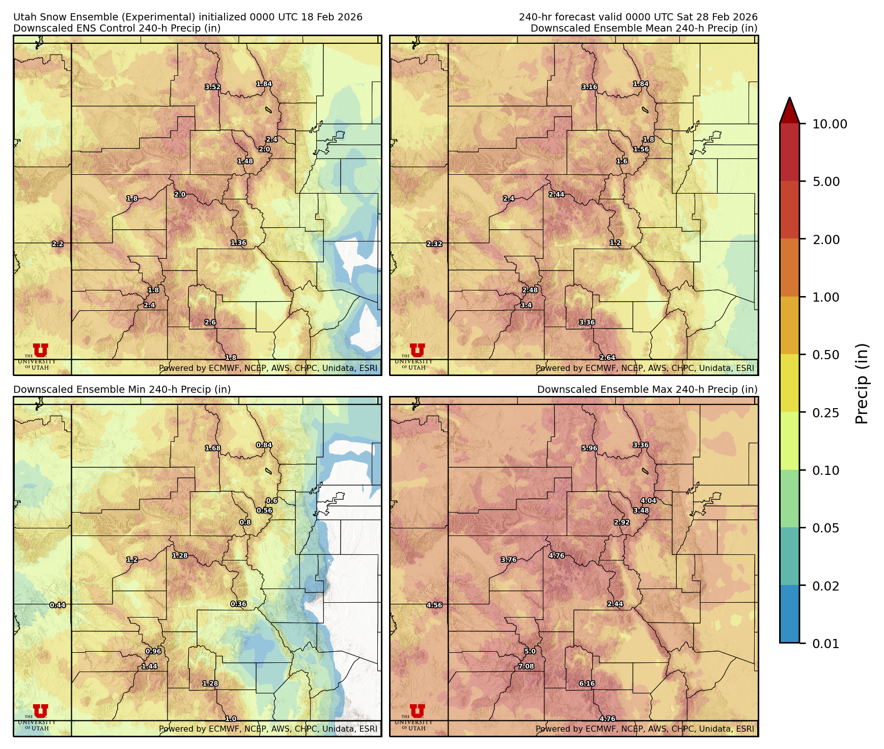 Latest NAEFS total precipitation forecast