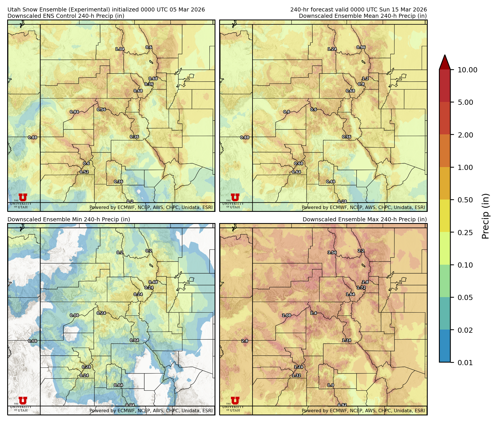 Latest NAEFS total precipitation forecast
