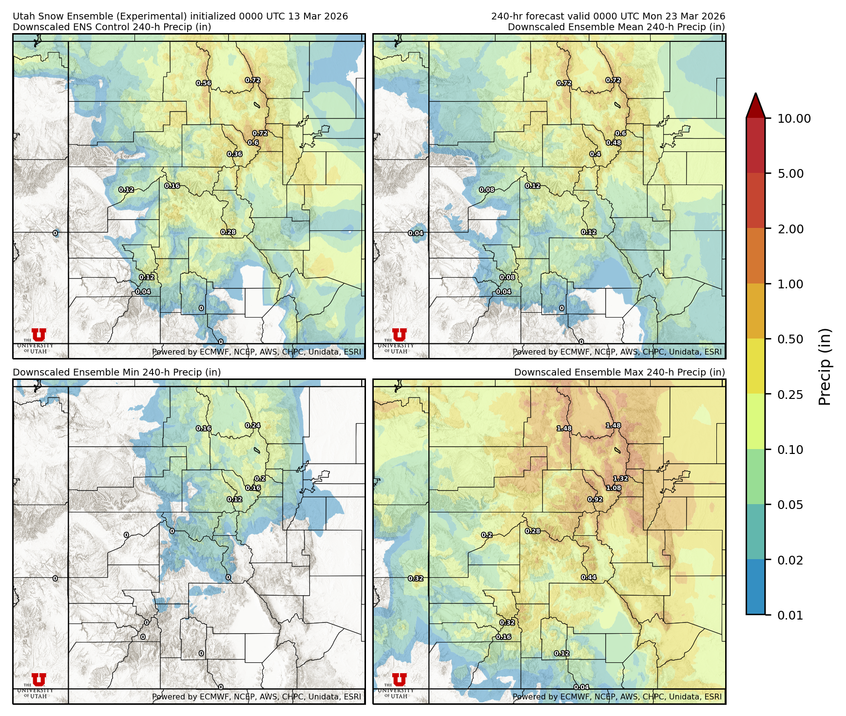 Latest NAEFS total precipitation forecast