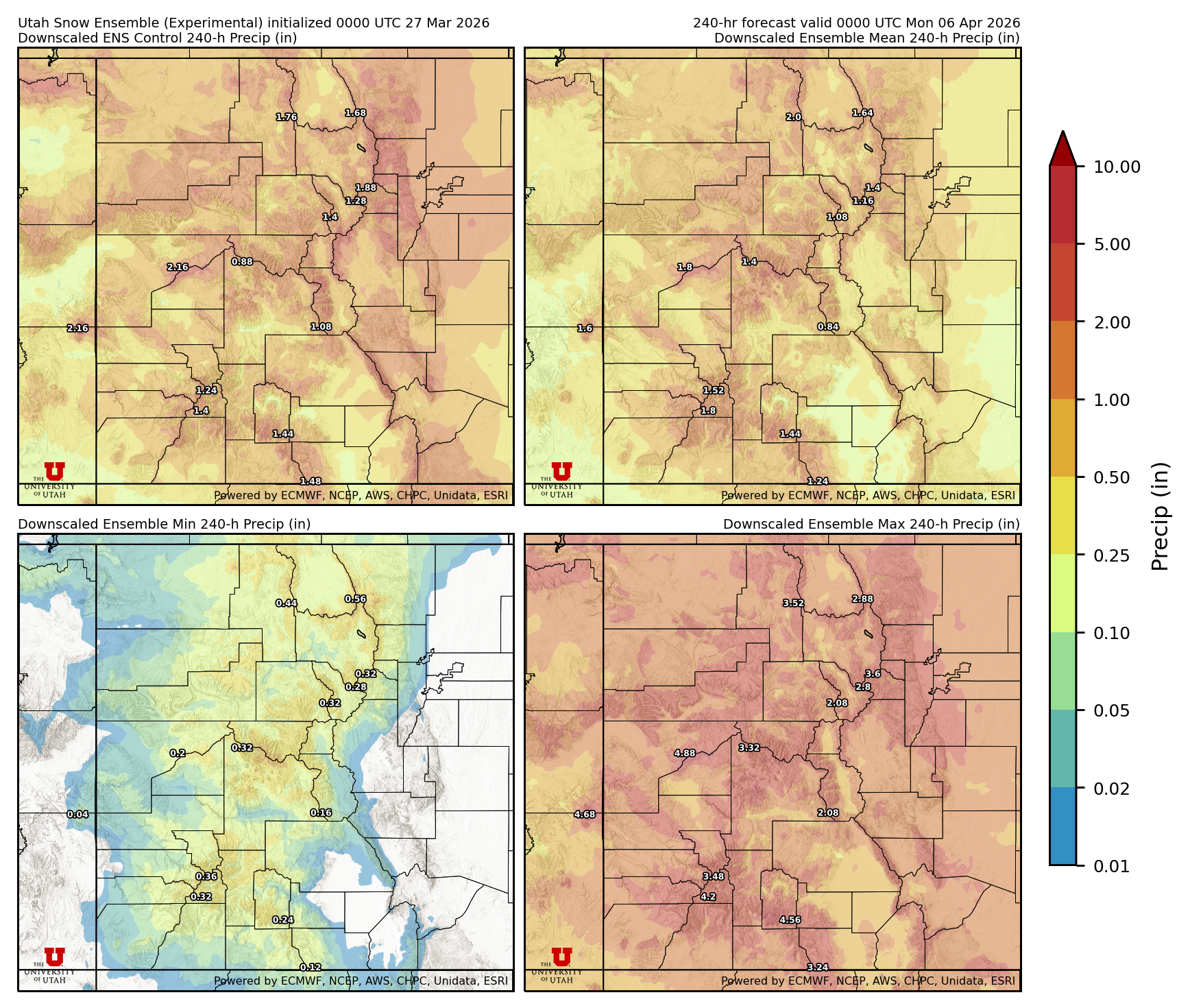 Latest NAEFS total precipitation forecast
