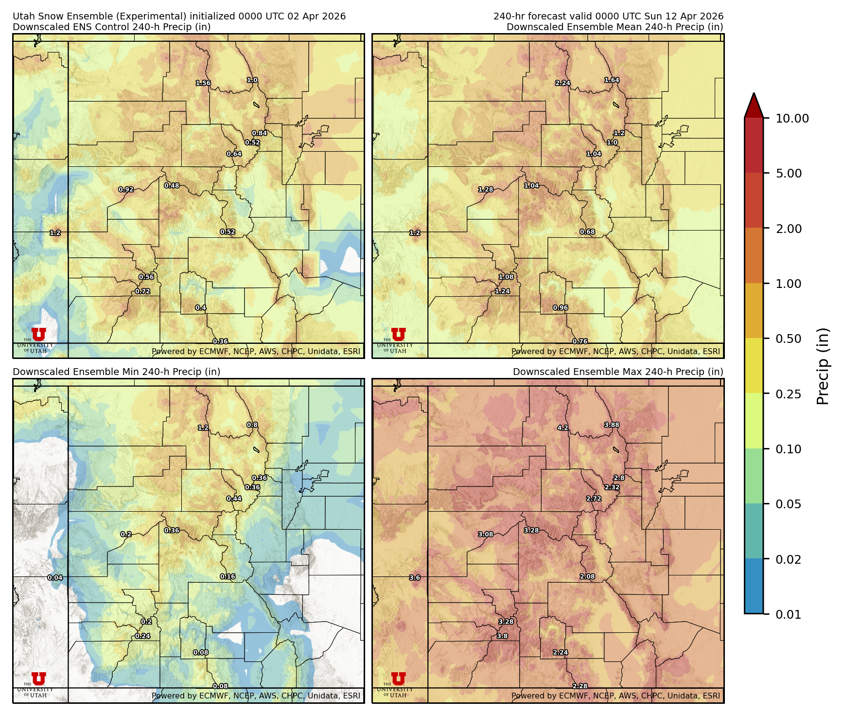 Latest NAEFS total precipitation forecast