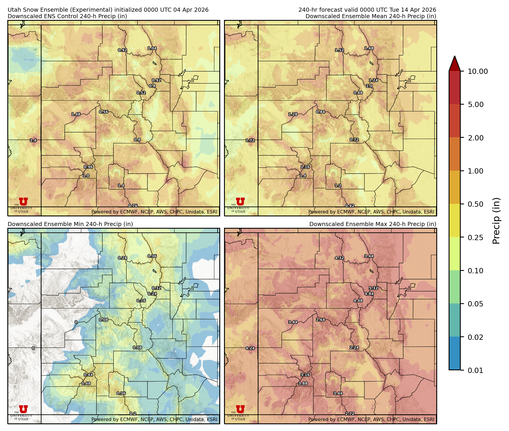 Latest NAEFS total precipitation forecast
