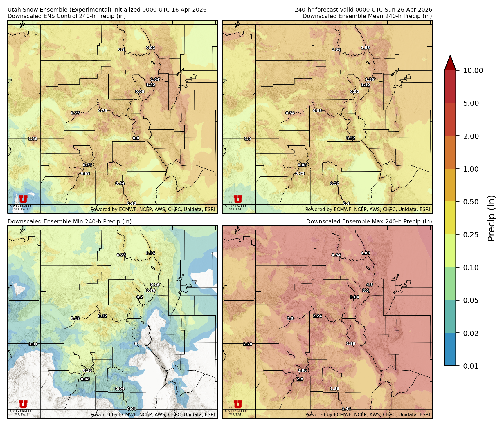 Latest NAEFS total precipitation forecast