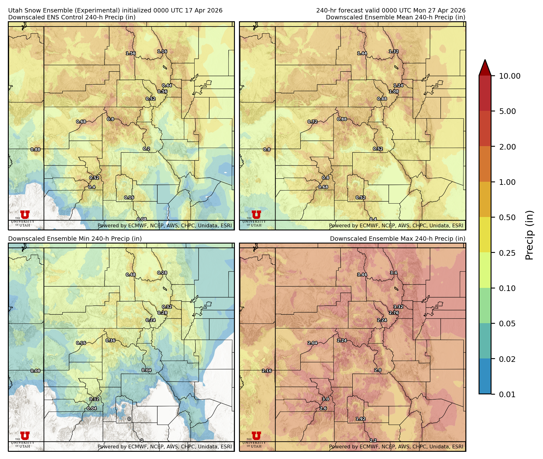 Latest NAEFS total precipitation forecast