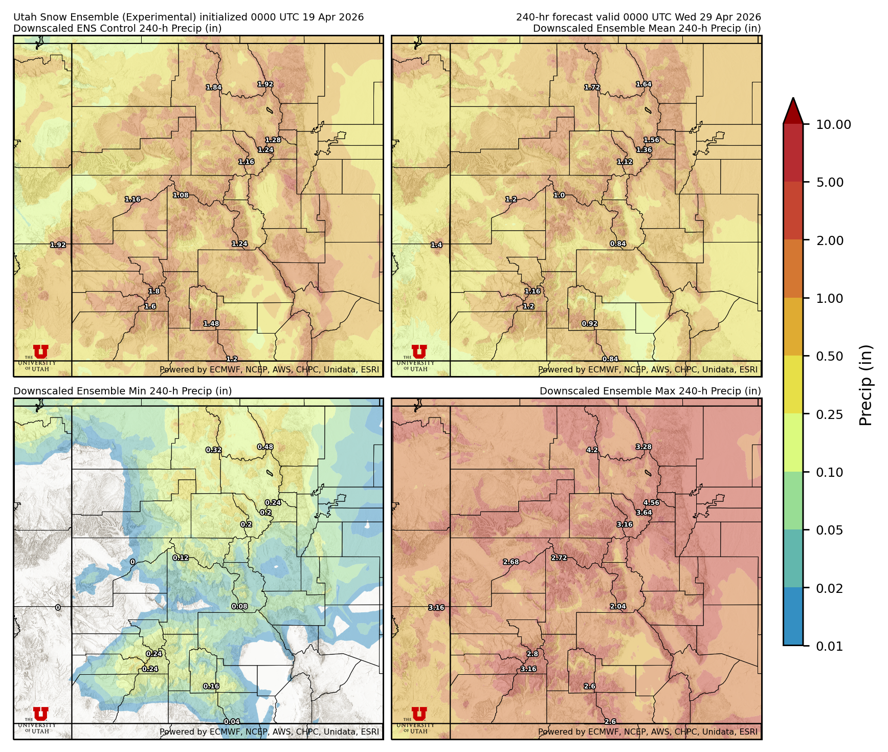 Latest NAEFS total precipitation forecast