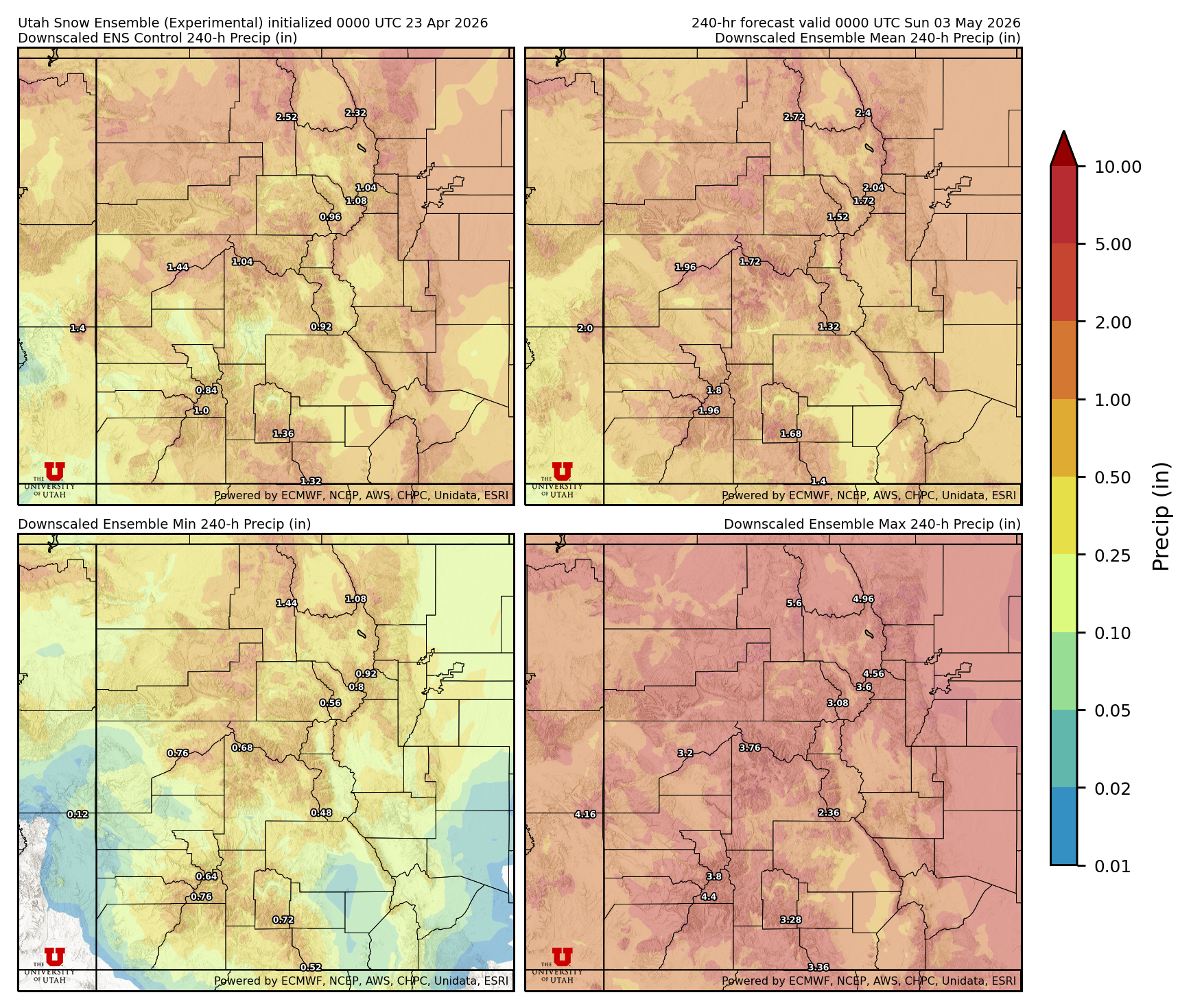 Latest NAEFS total precipitation forecast