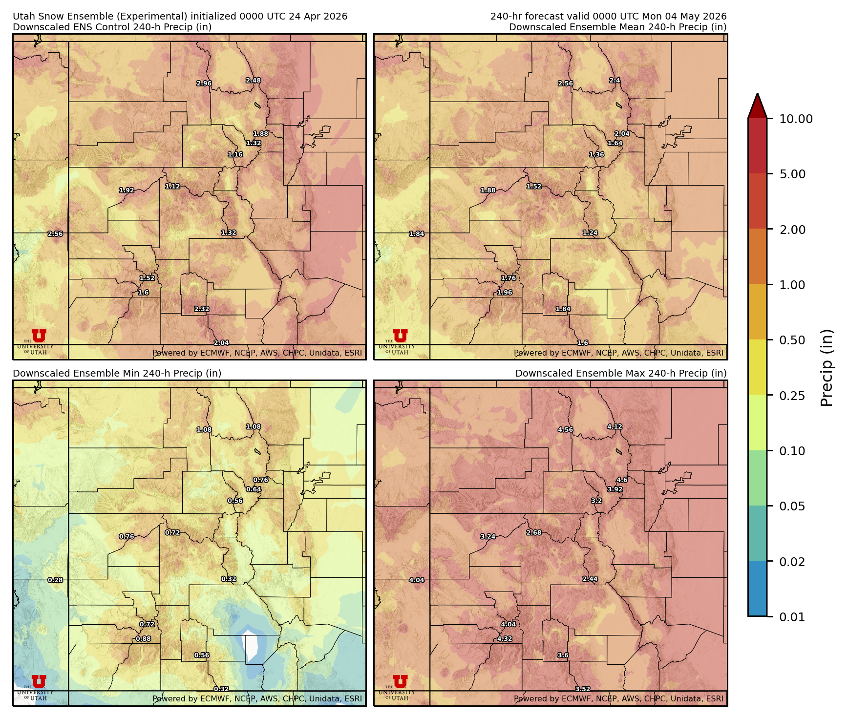Latest NAEFS total precipitation forecast