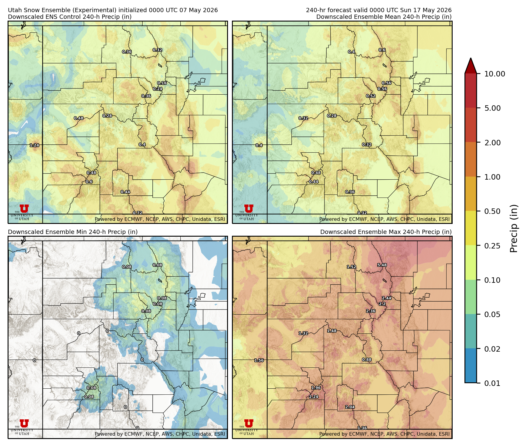 Latest NAEFS total precipitation forecast
