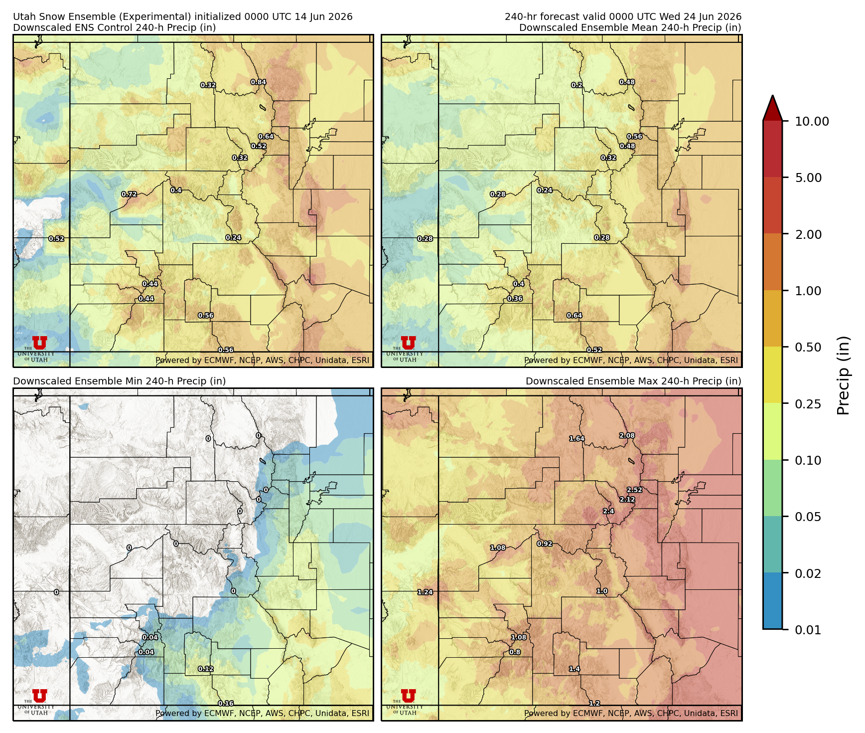 Latest NAEFS total precipitation forecast