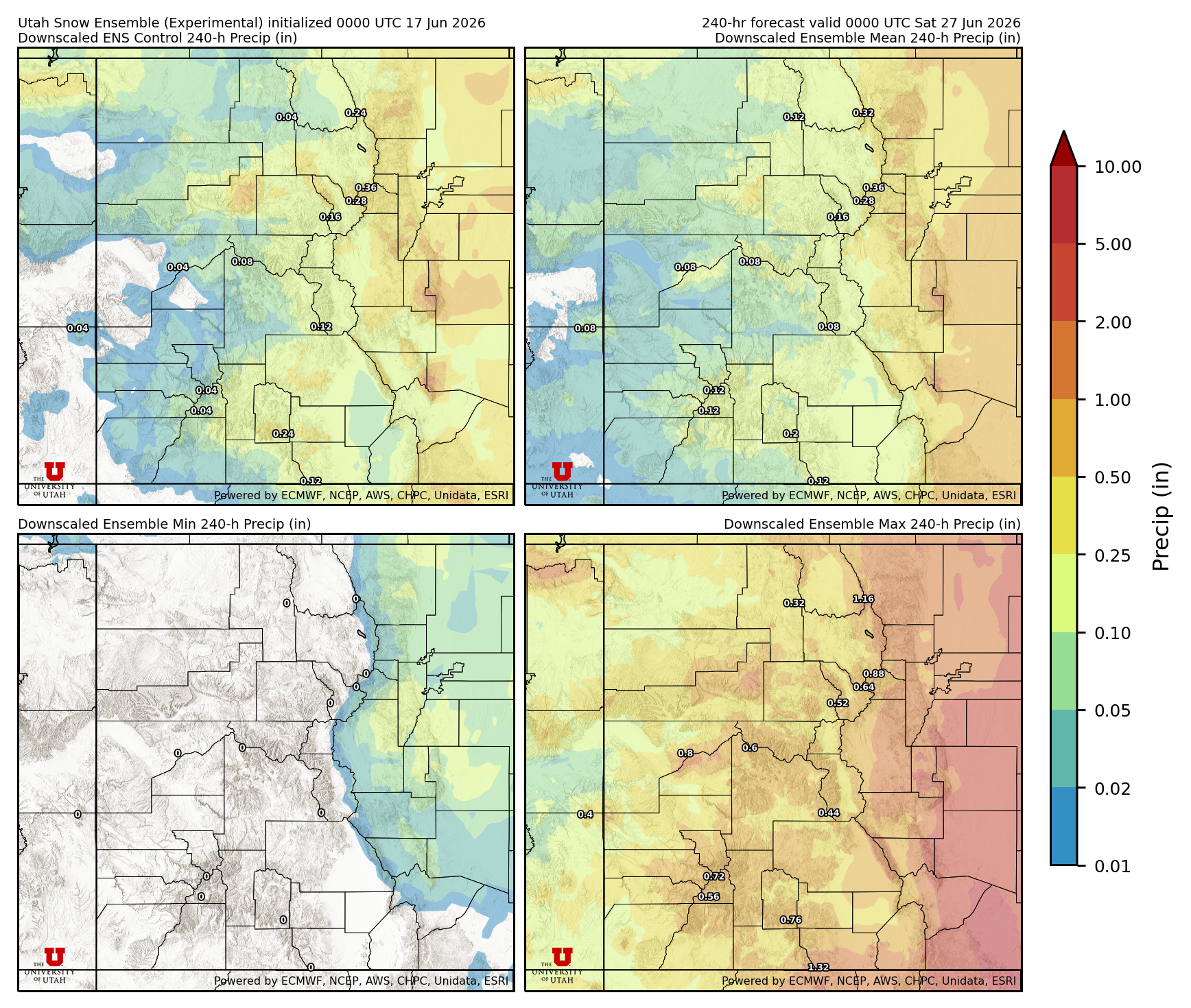 Latest NAEFS total precipitation forecast