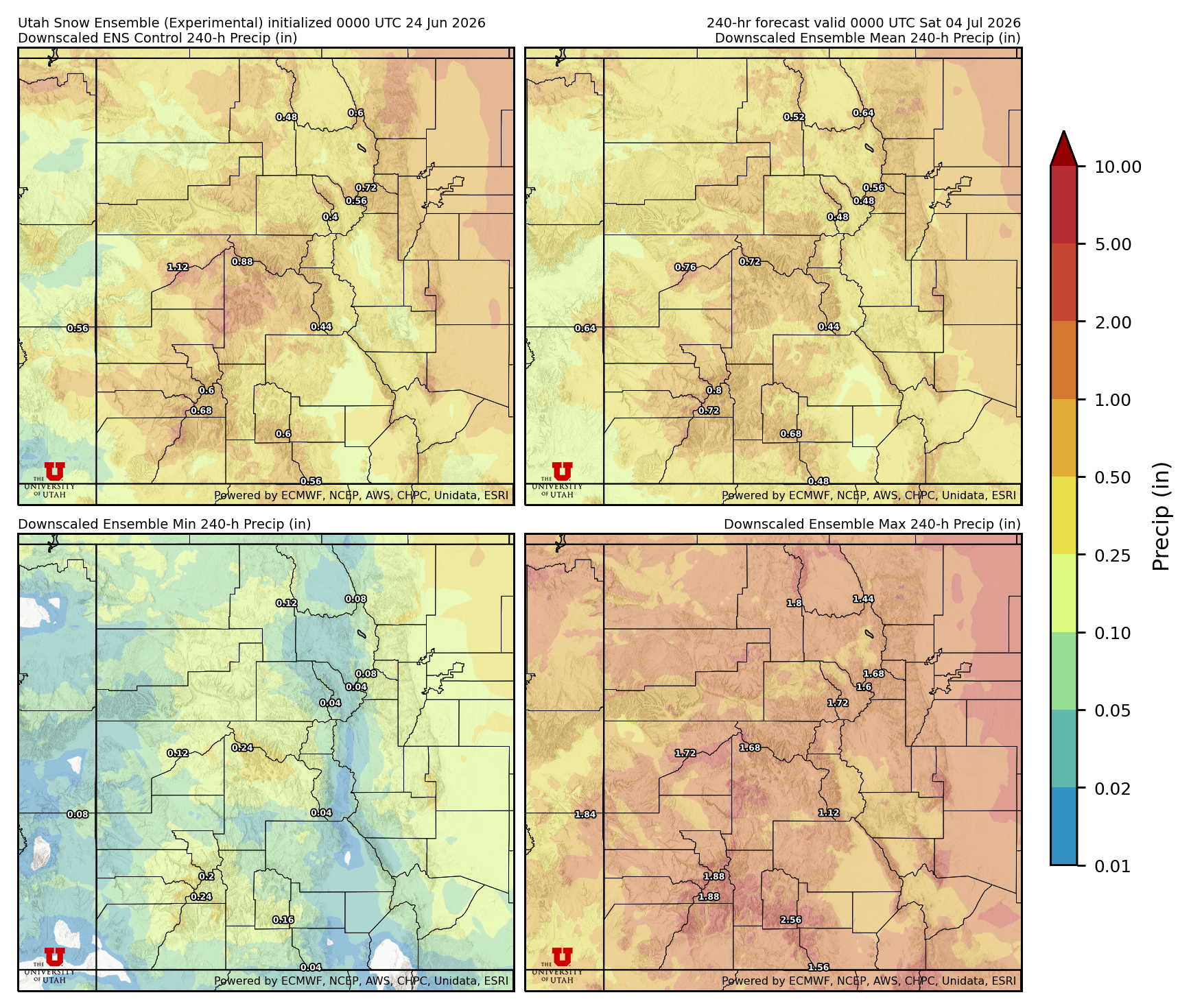 Latest NAEFS total precipitation forecast