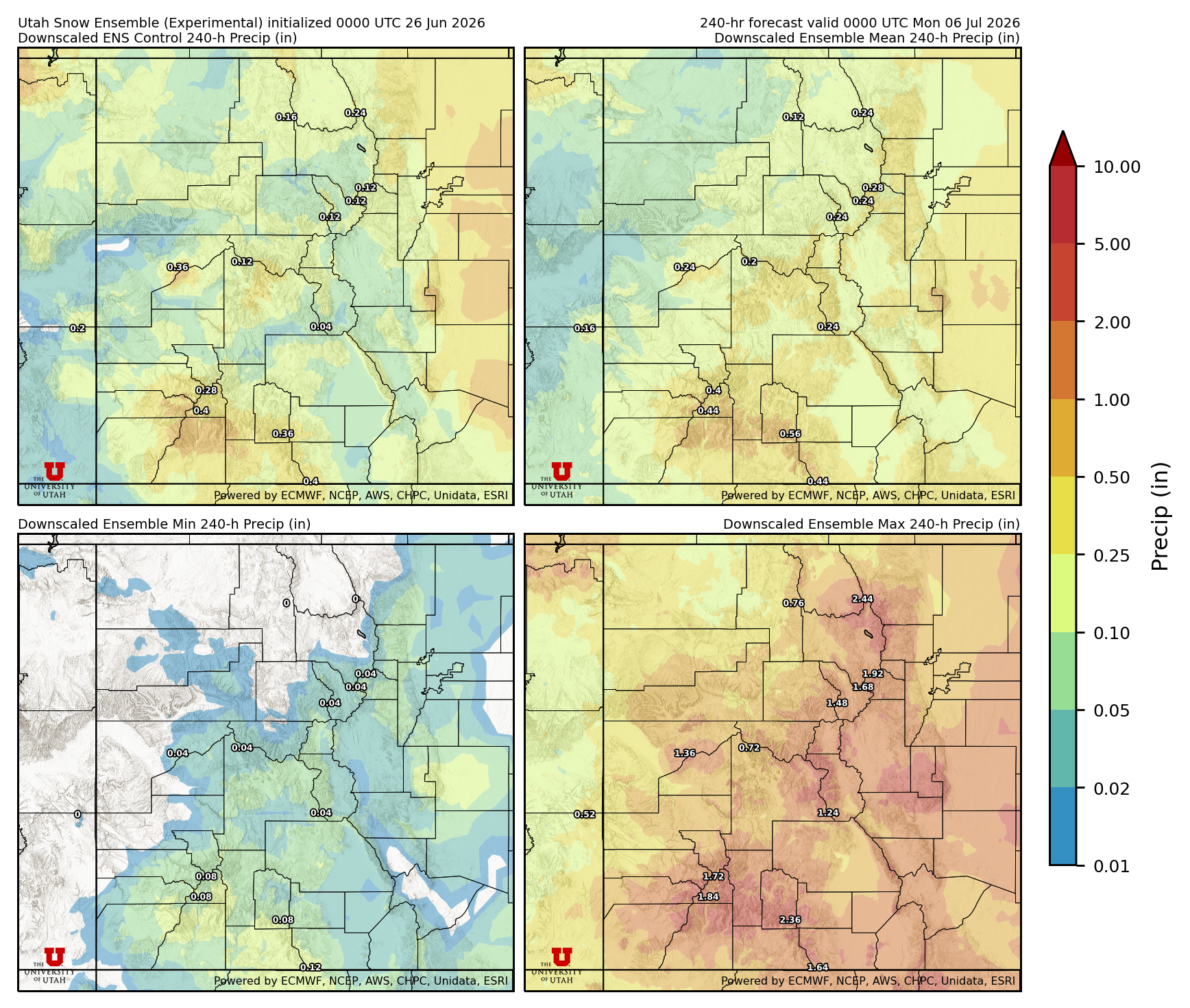 Latest NAEFS total precipitation forecast