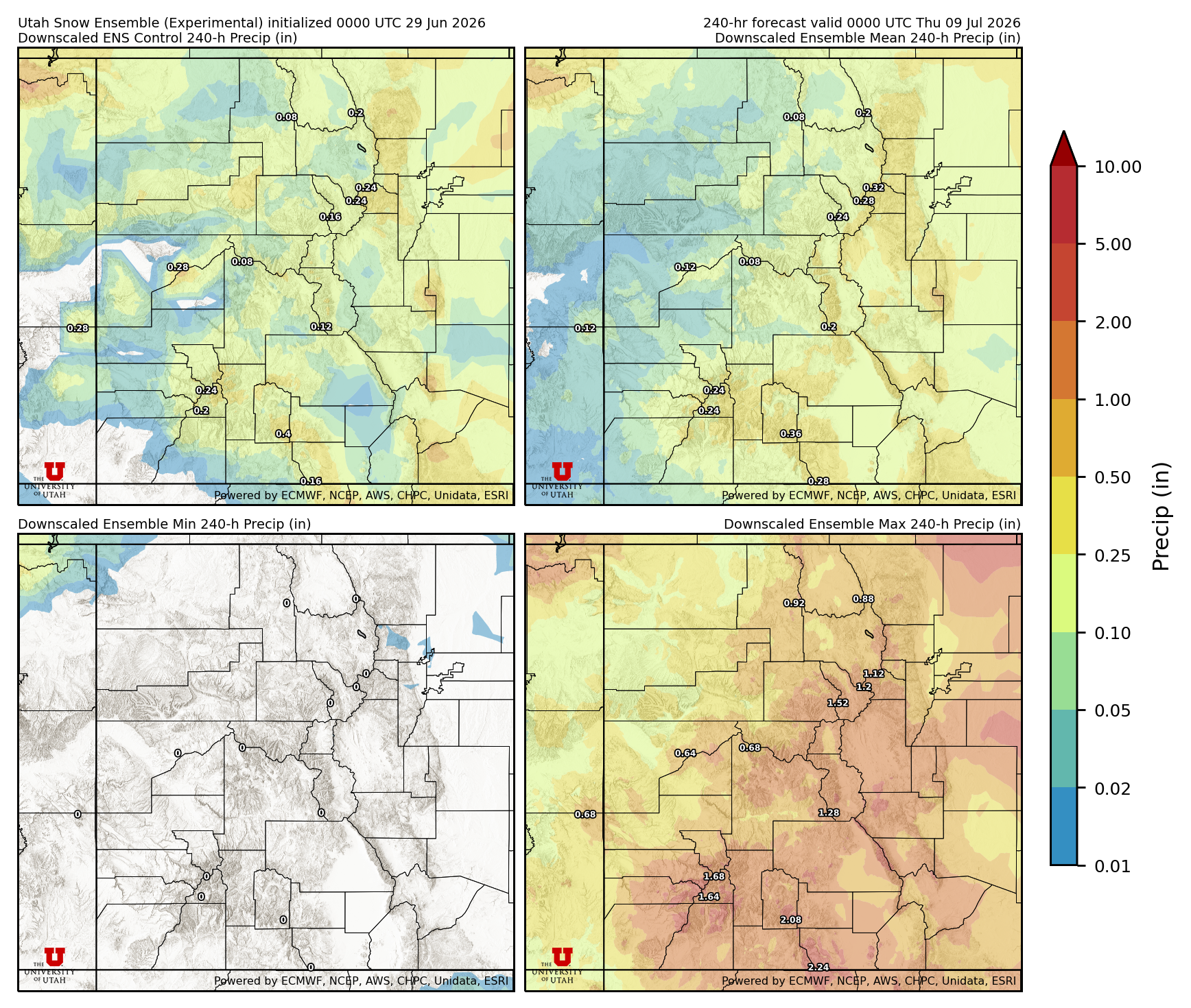 Latest NAEFS total precipitation forecast