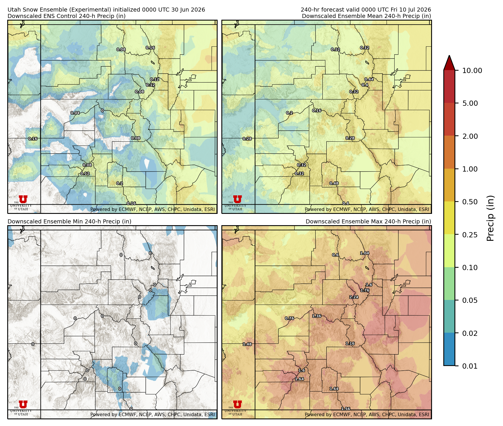 Latest NAEFS total precipitation forecast