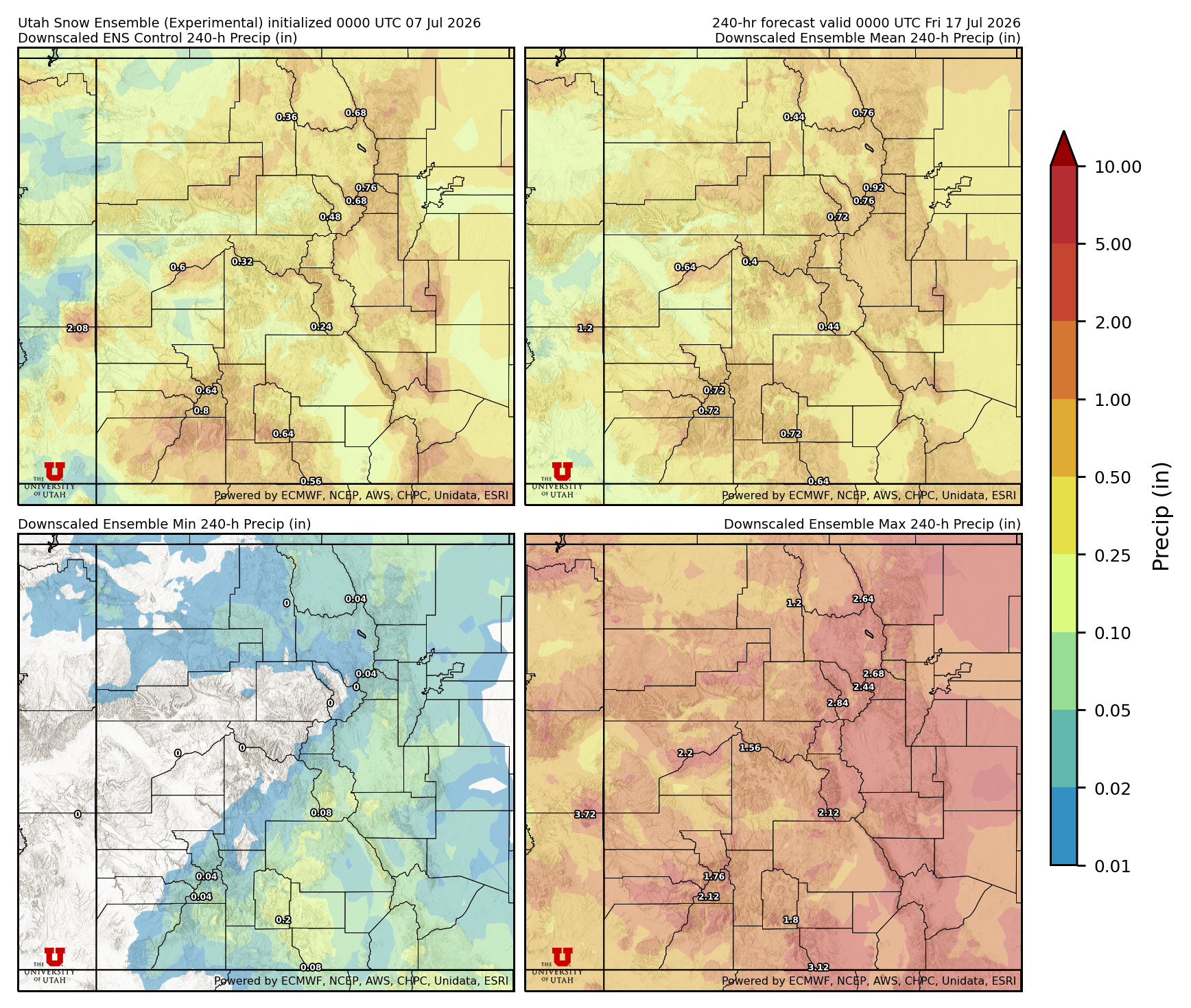 Latest NAEFS total precipitation forecast