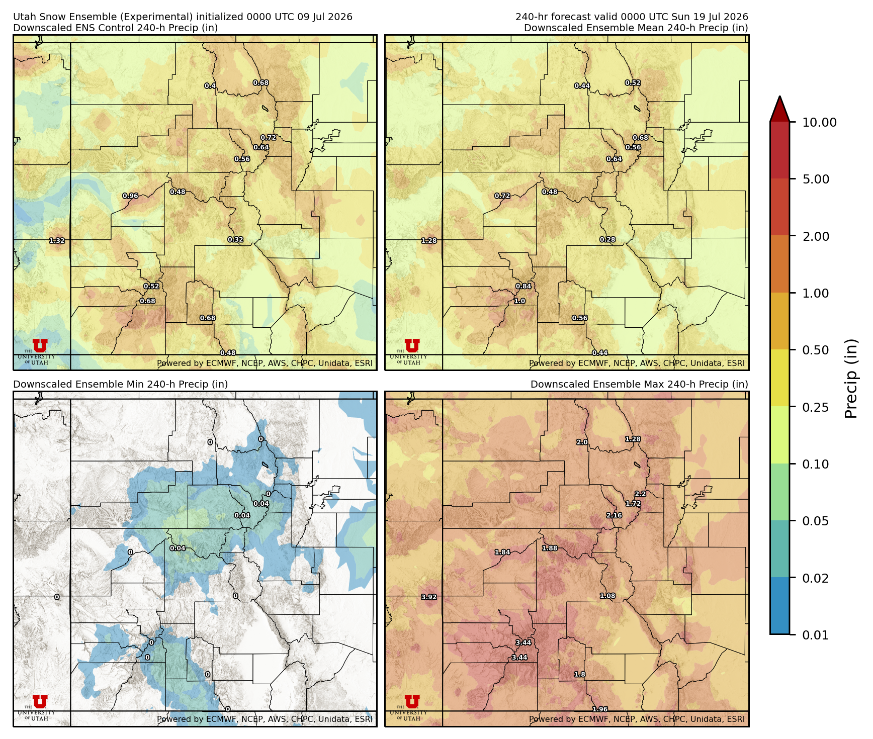 Latest NAEFS total precipitation forecast