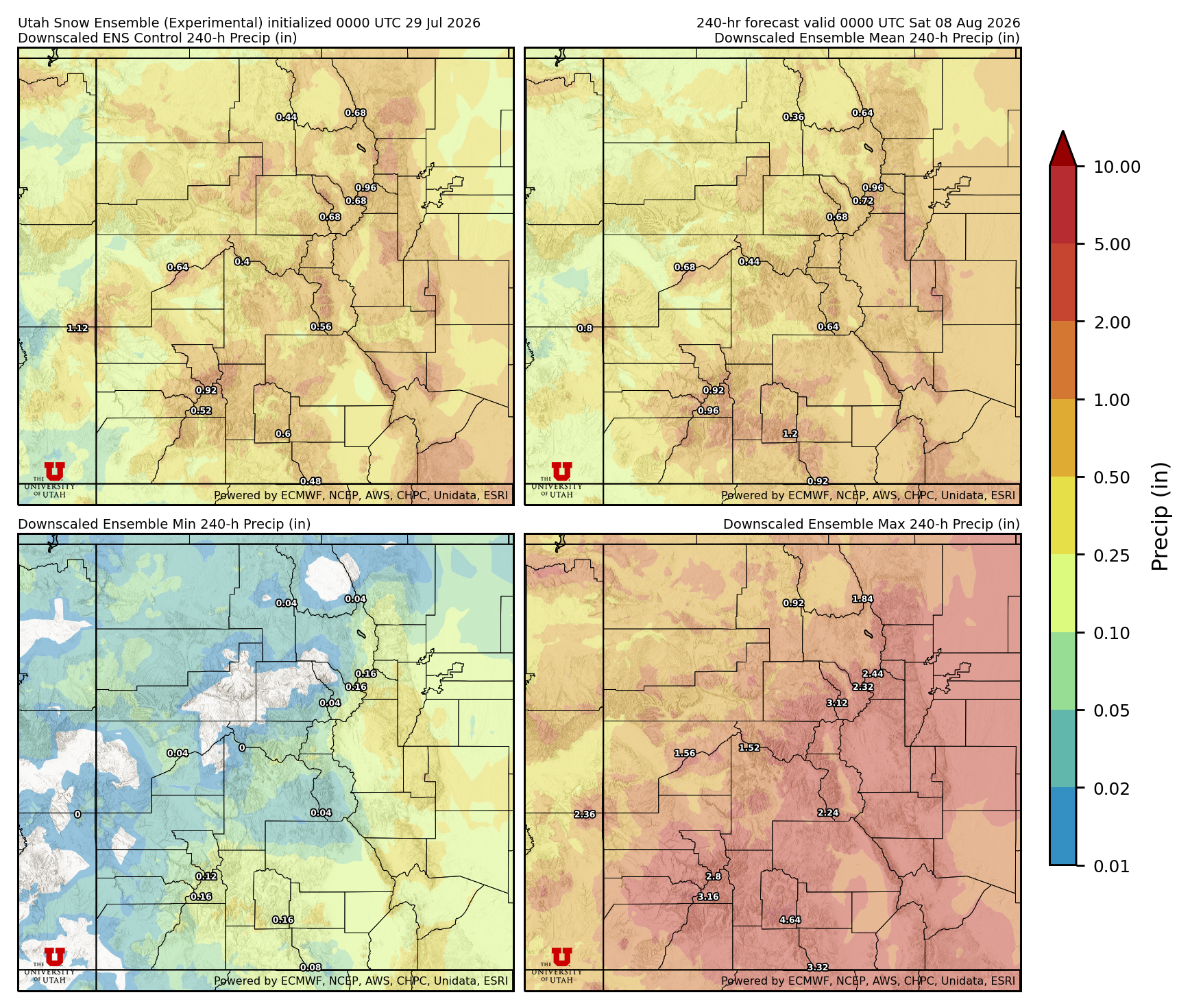 Latest NAEFS total precipitation forecast