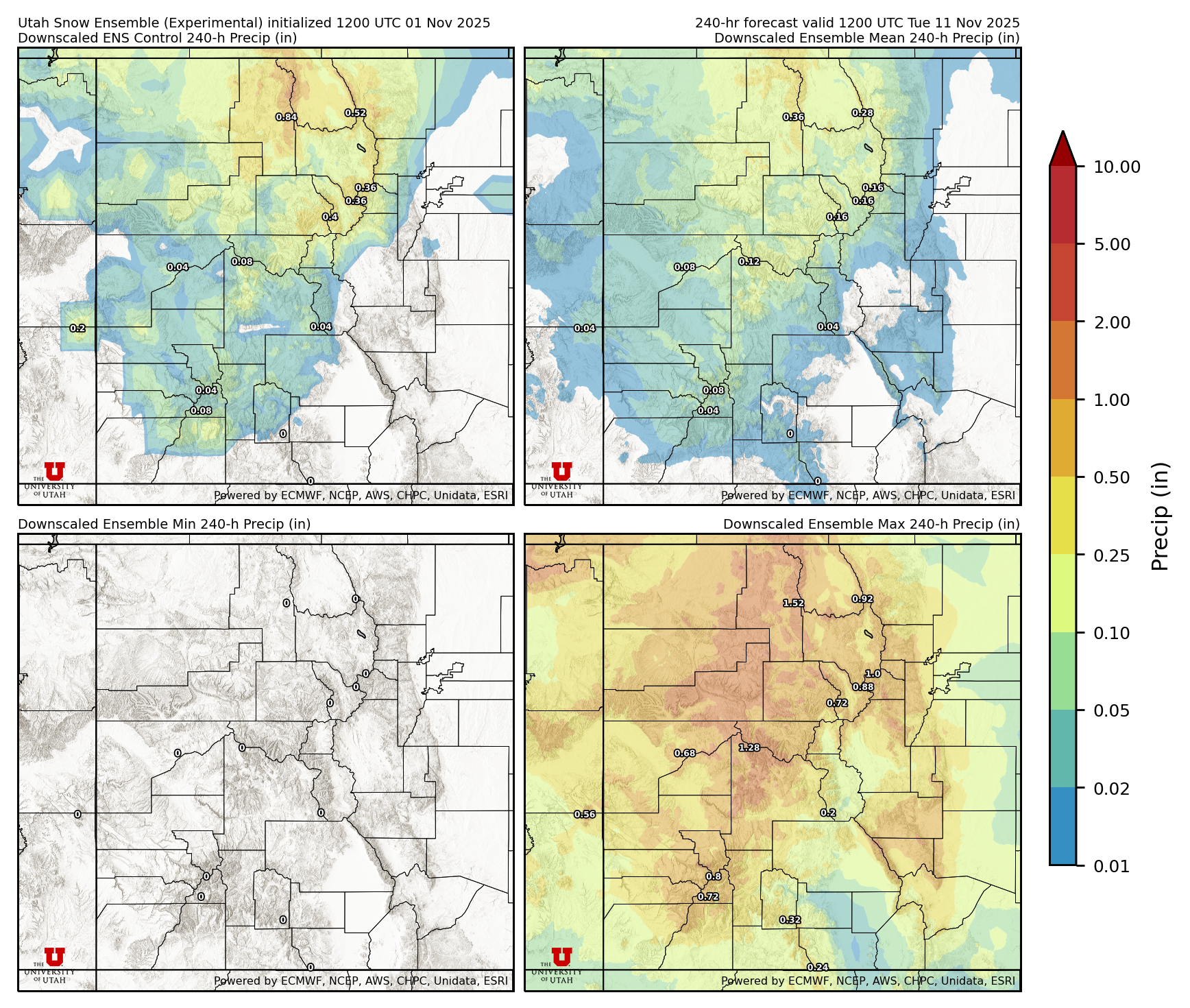 Latest NAEFS total precipitation forecast