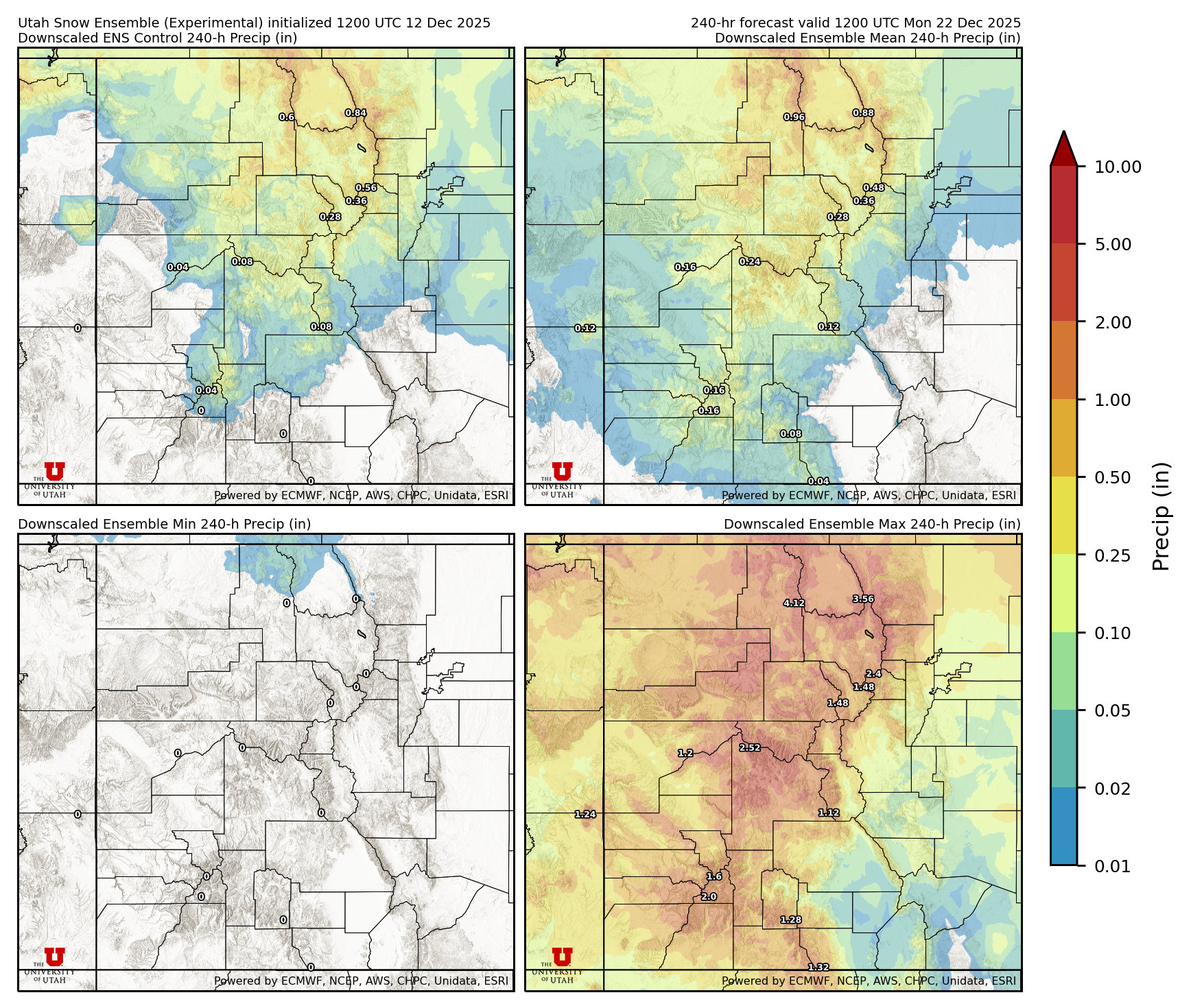 Latest NAEFS total precipitation forecast