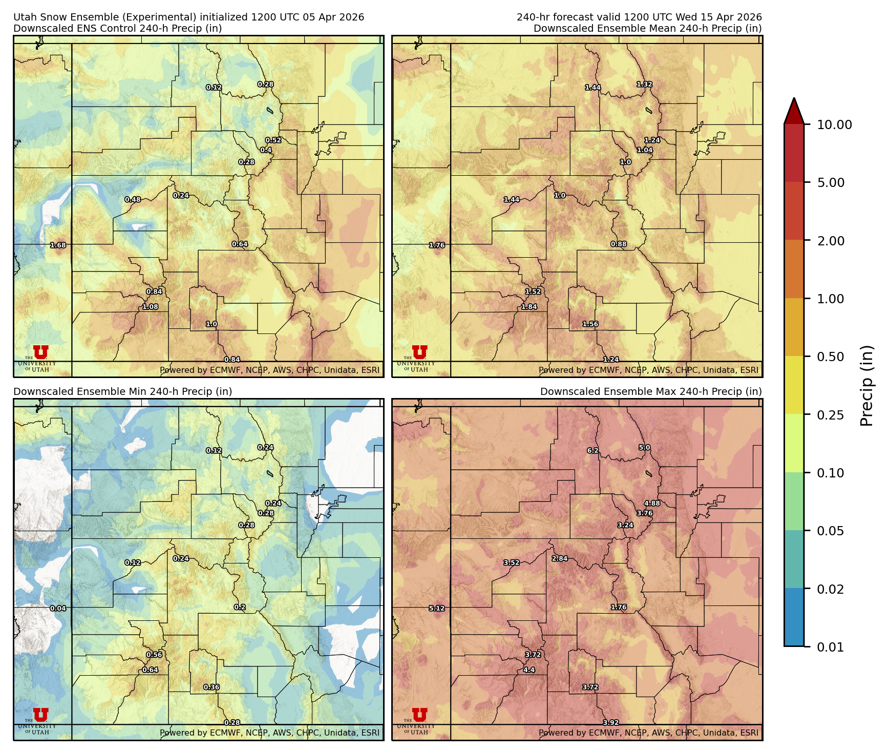Latest NAEFS total precipitation forecast
