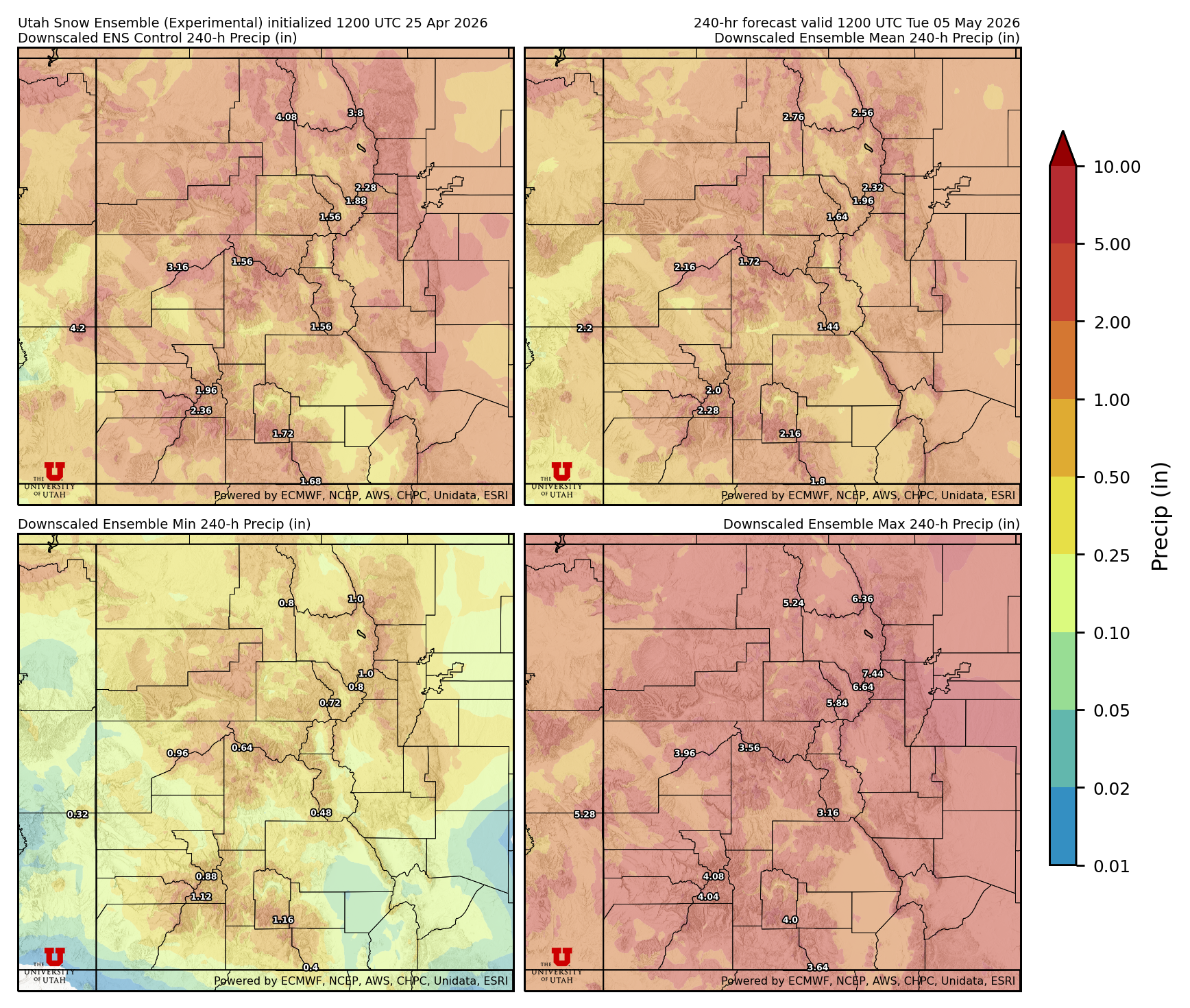 Latest NAEFS total precipitation forecast