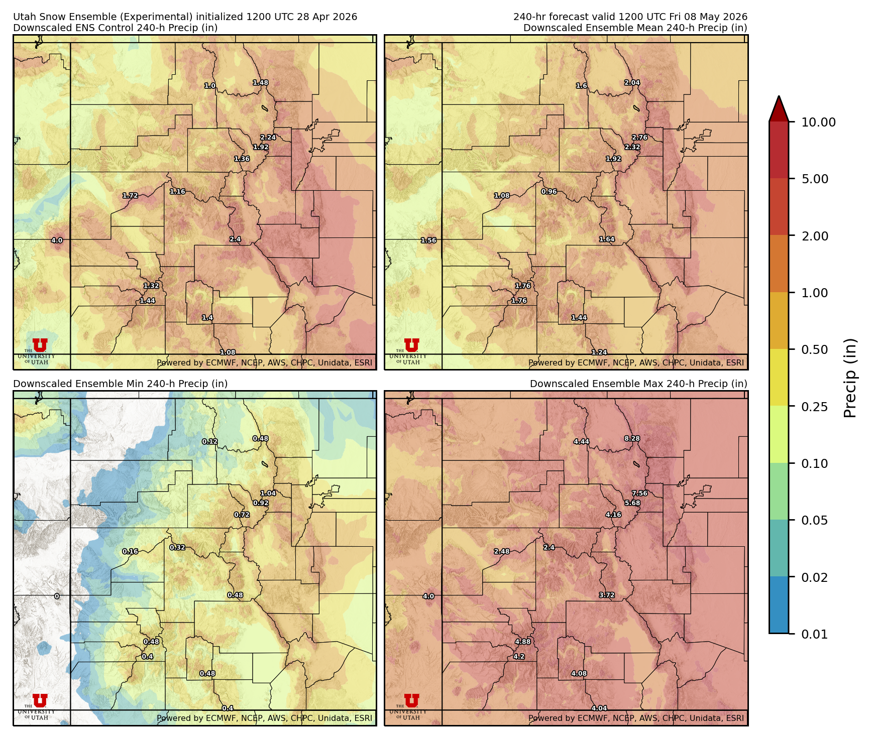 Latest NAEFS total precipitation forecast