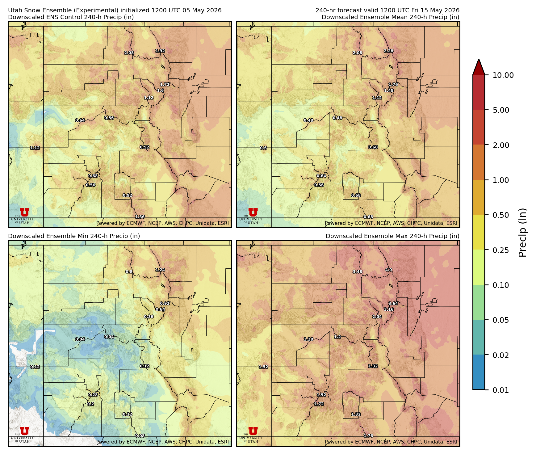 Latest NAEFS total precipitation forecast