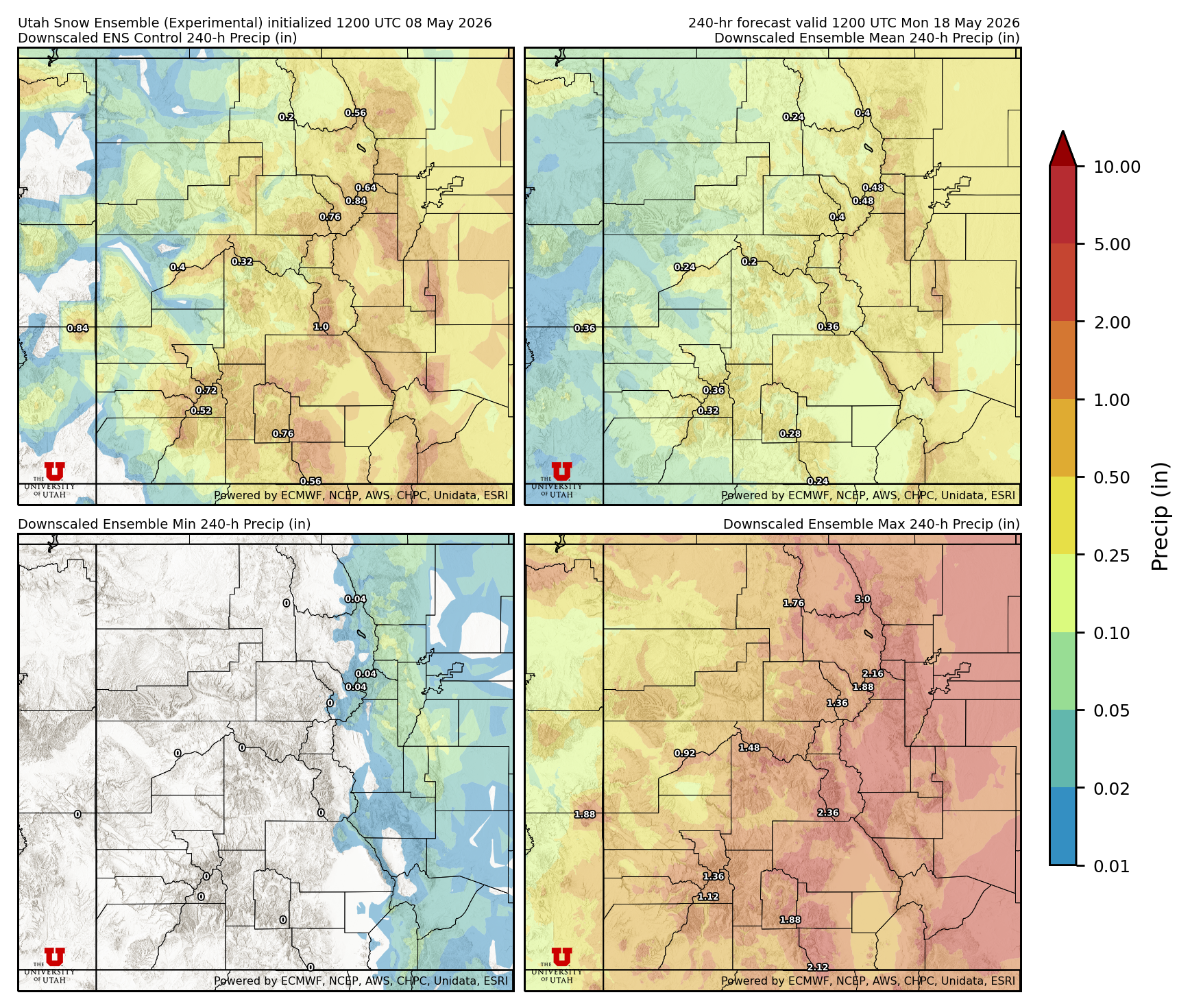 Latest NAEFS total precipitation forecast