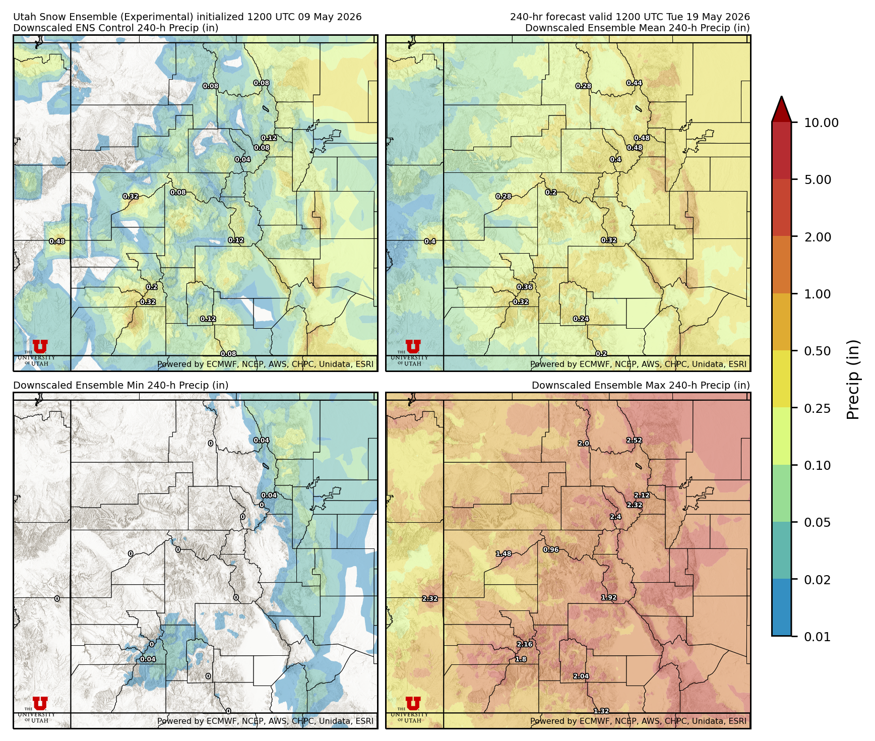 Latest NAEFS total precipitation forecast