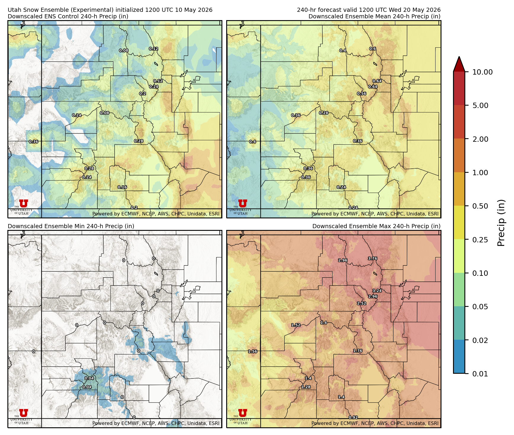 Latest NAEFS total precipitation forecast