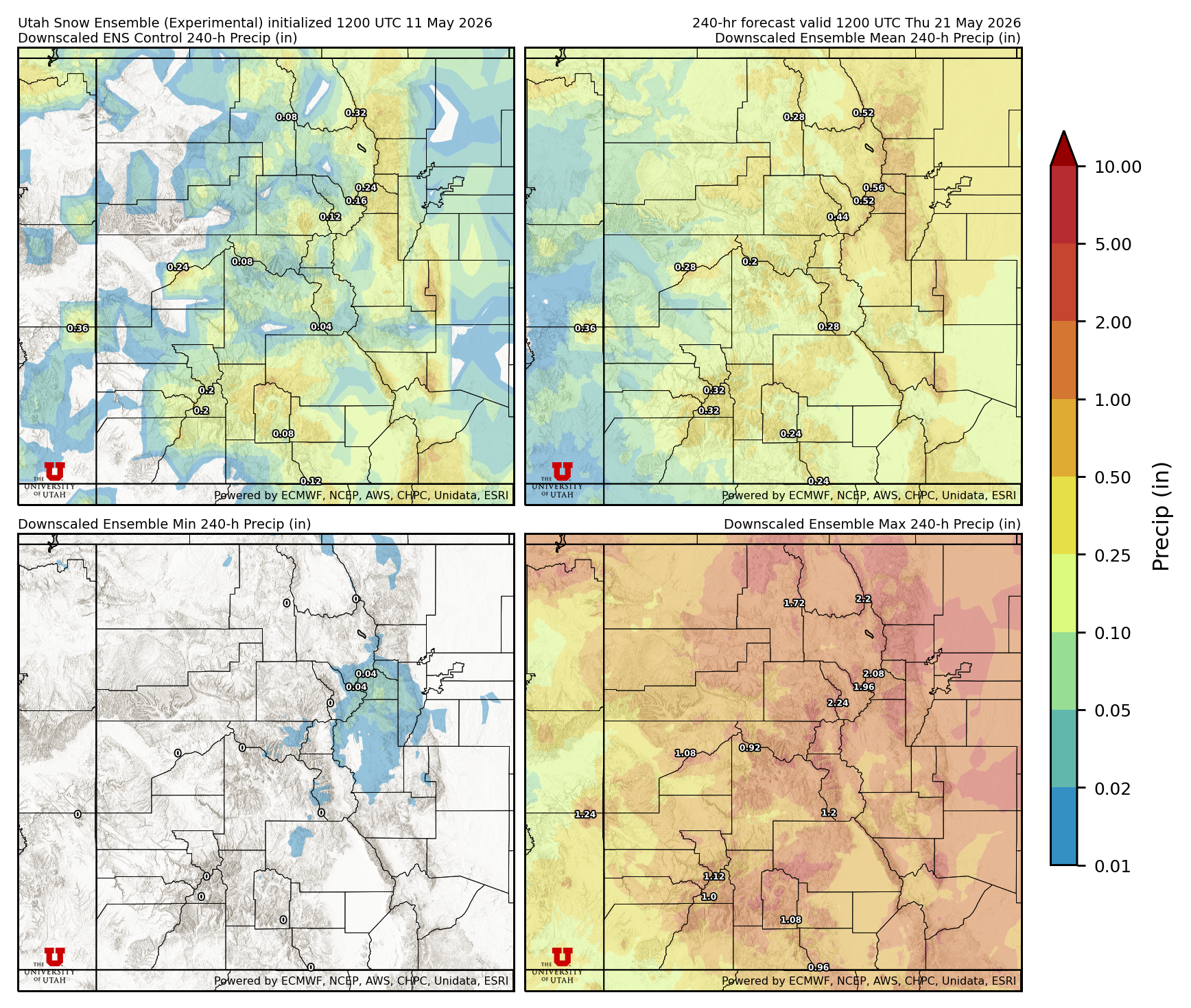 Latest NAEFS total precipitation forecast