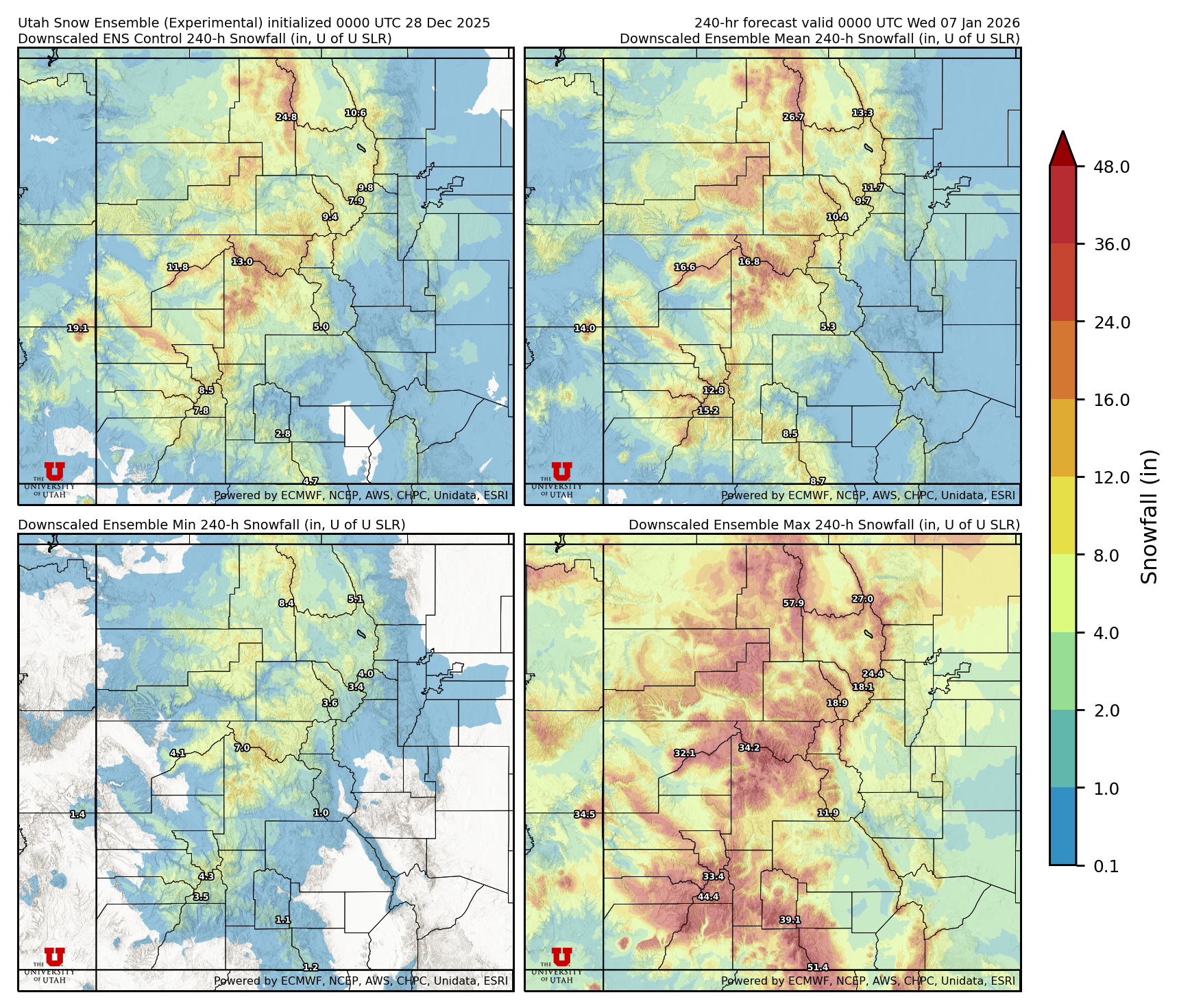 Latest NAEFS total precipitation forecast