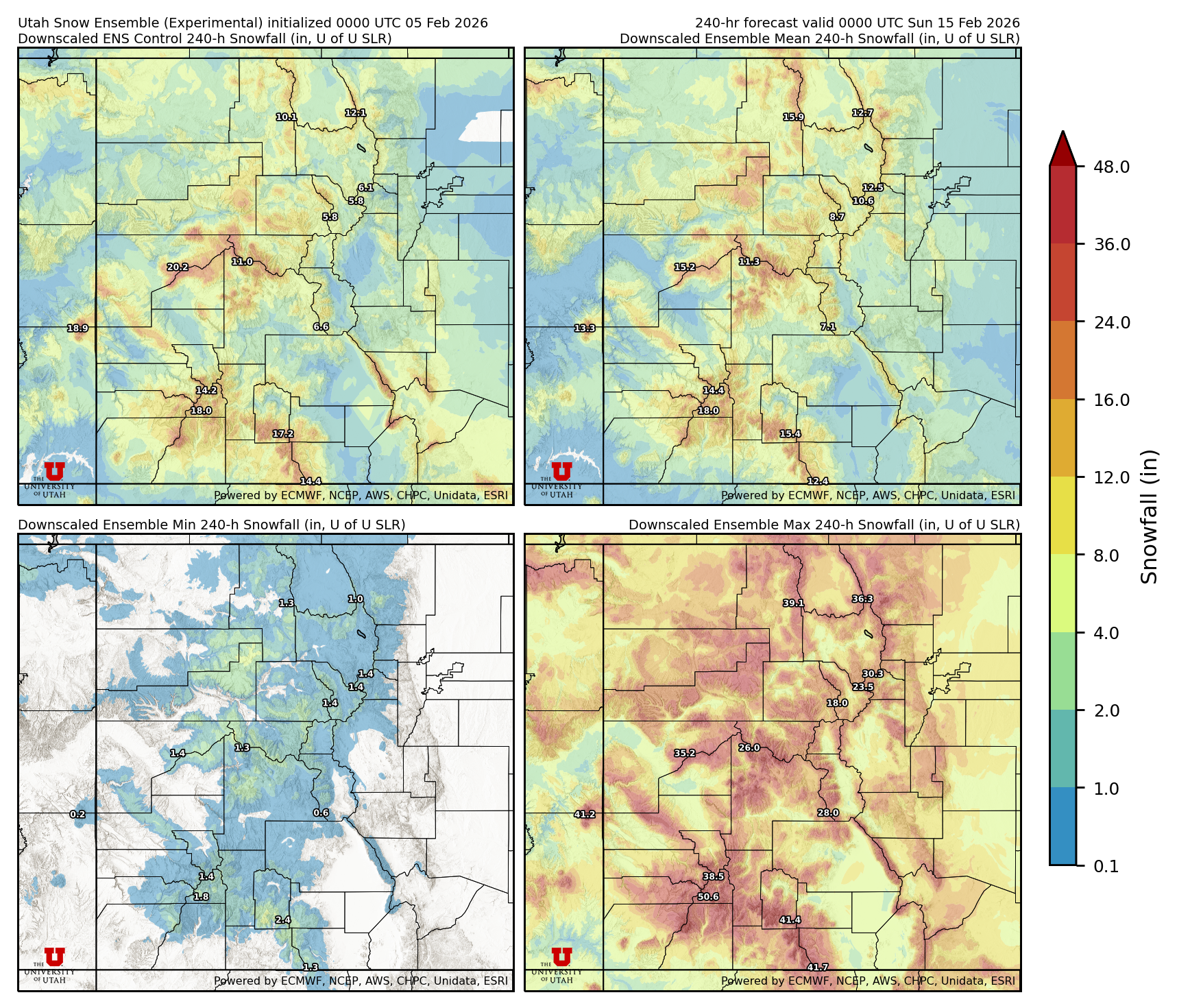 Latest NAEFS total precipitation forecast