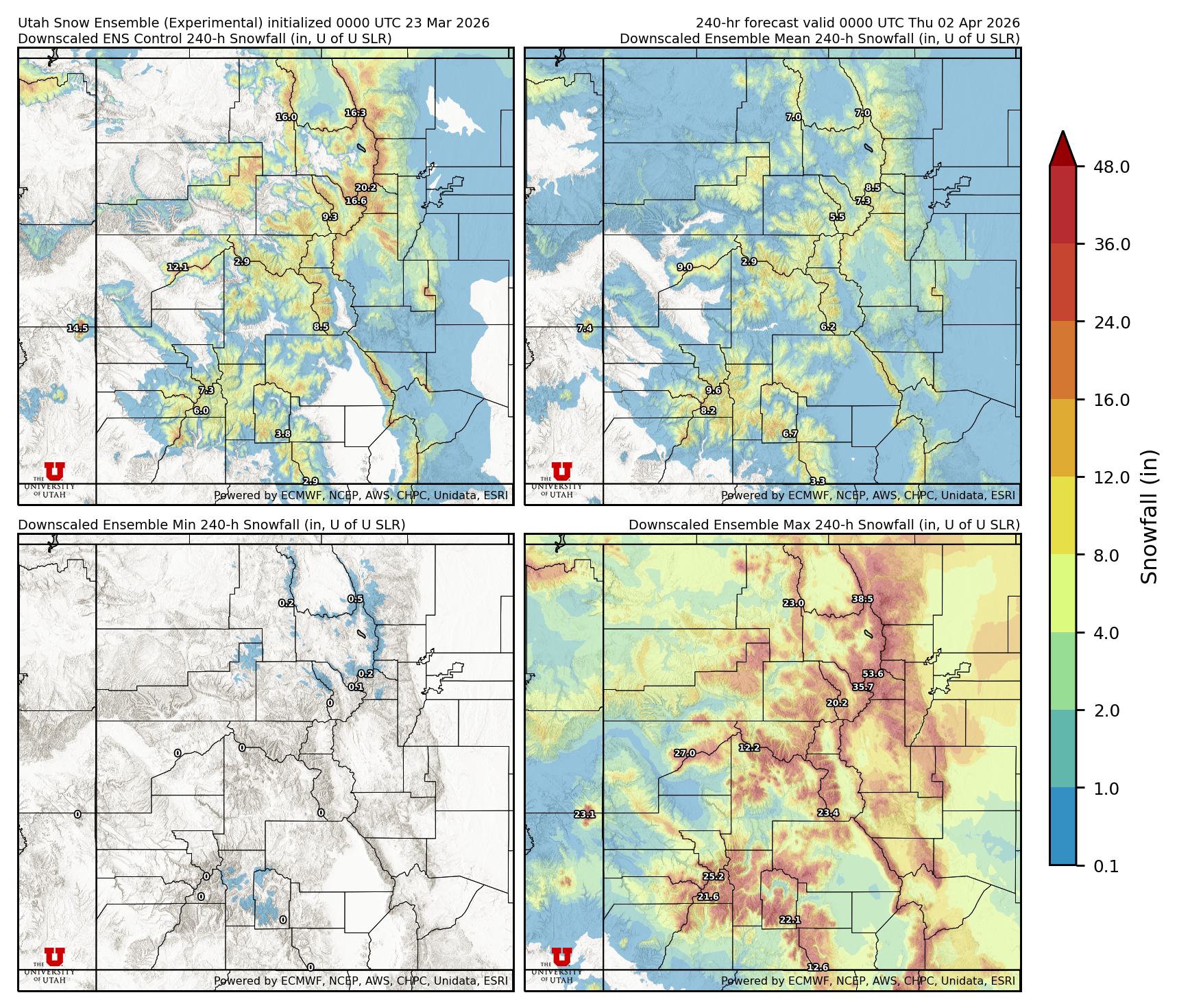 Latest NAEFS total precipitation forecast
