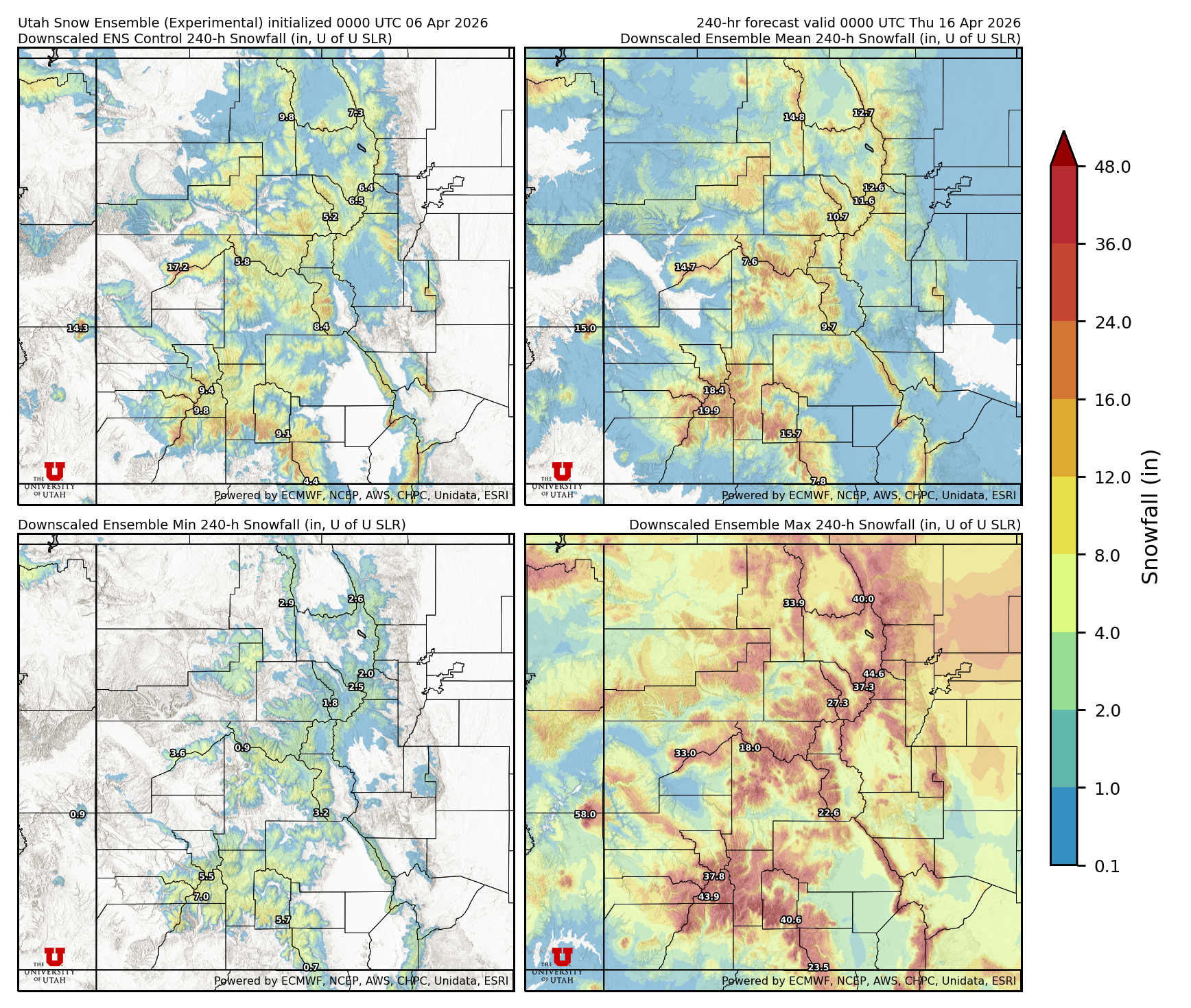 Latest NAEFS total precipitation forecast