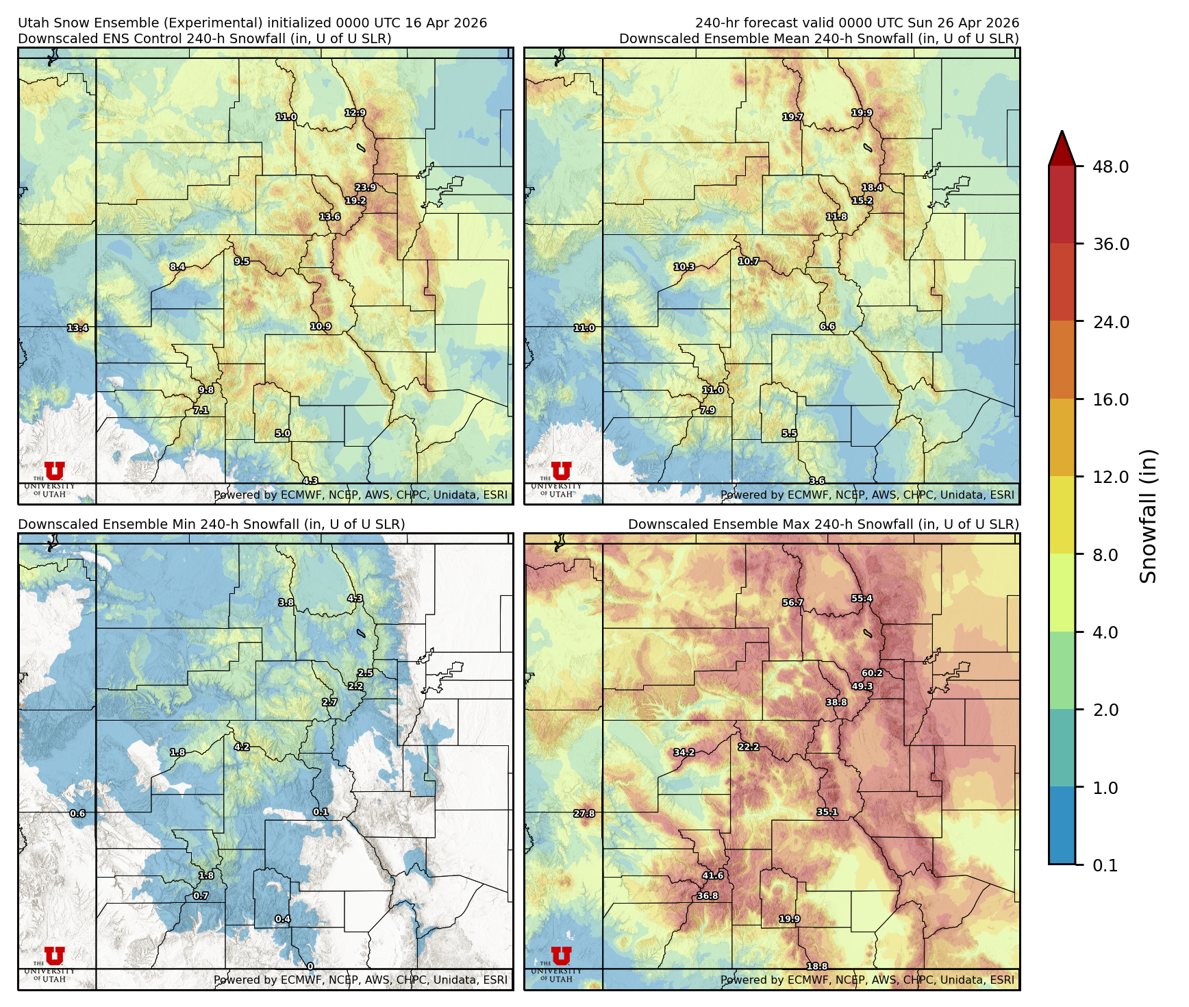 Latest NAEFS total precipitation forecast