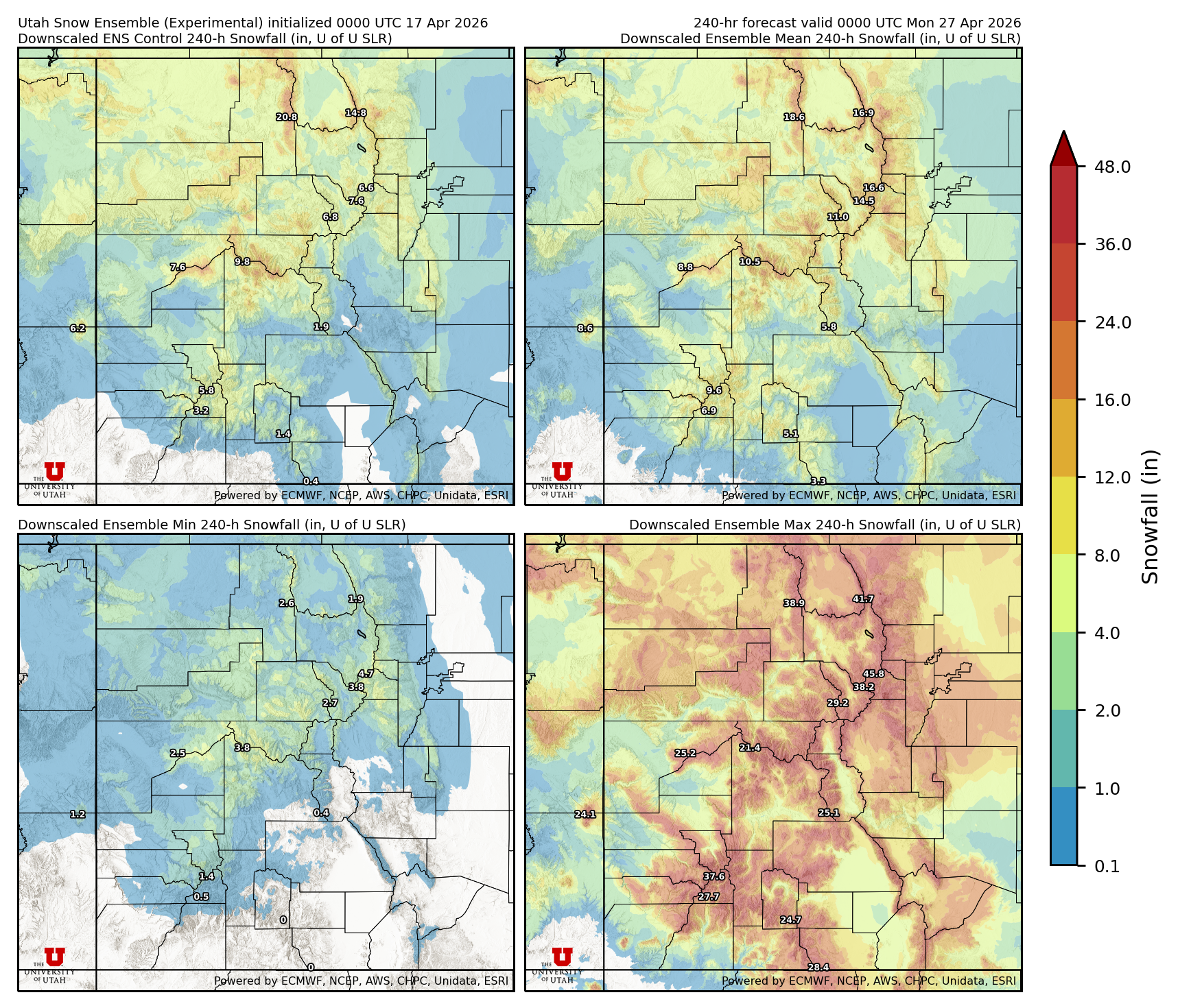 Latest NAEFS total precipitation forecast