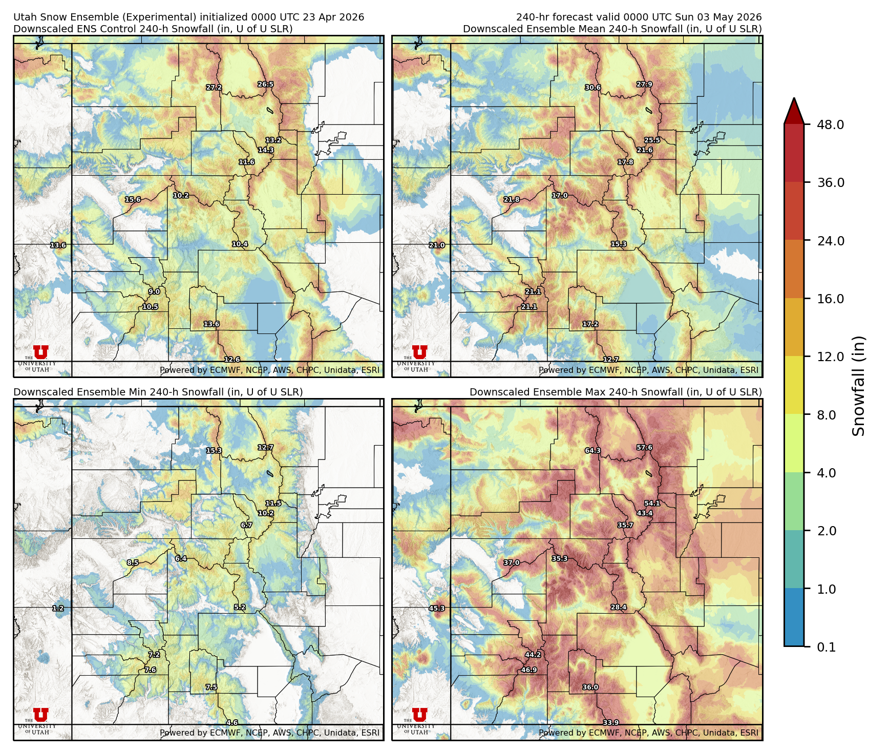 Latest NAEFS total precipitation forecast