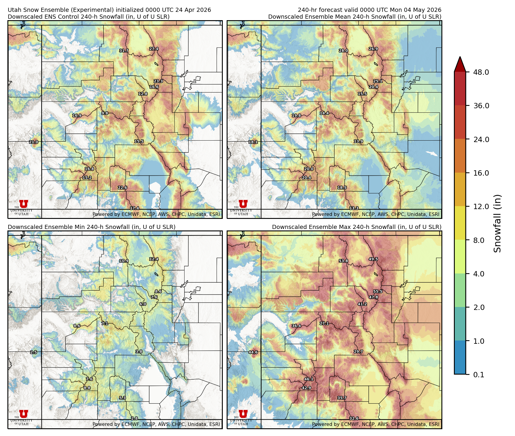 Latest NAEFS total precipitation forecast