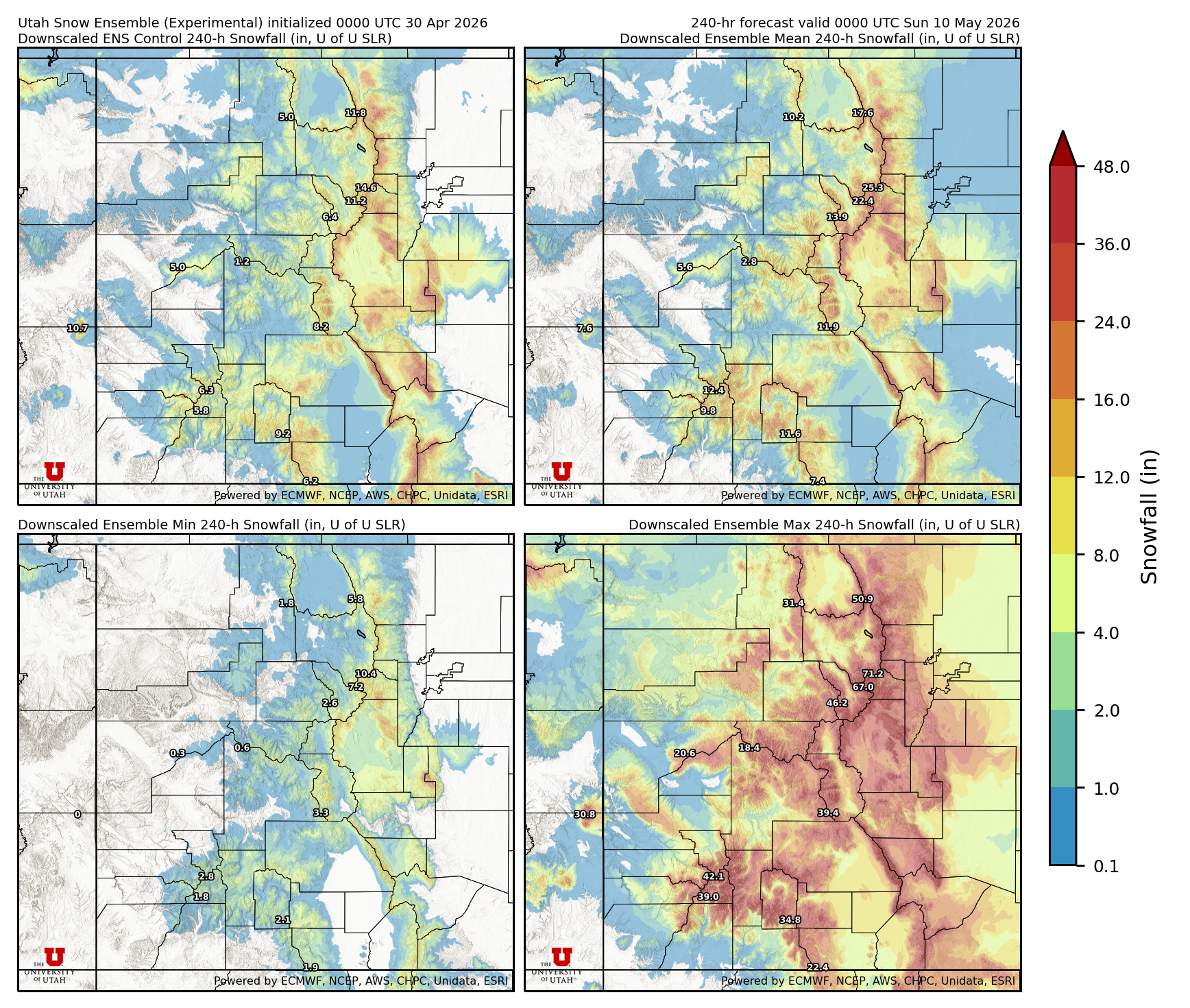 Latest NAEFS total precipitation forecast