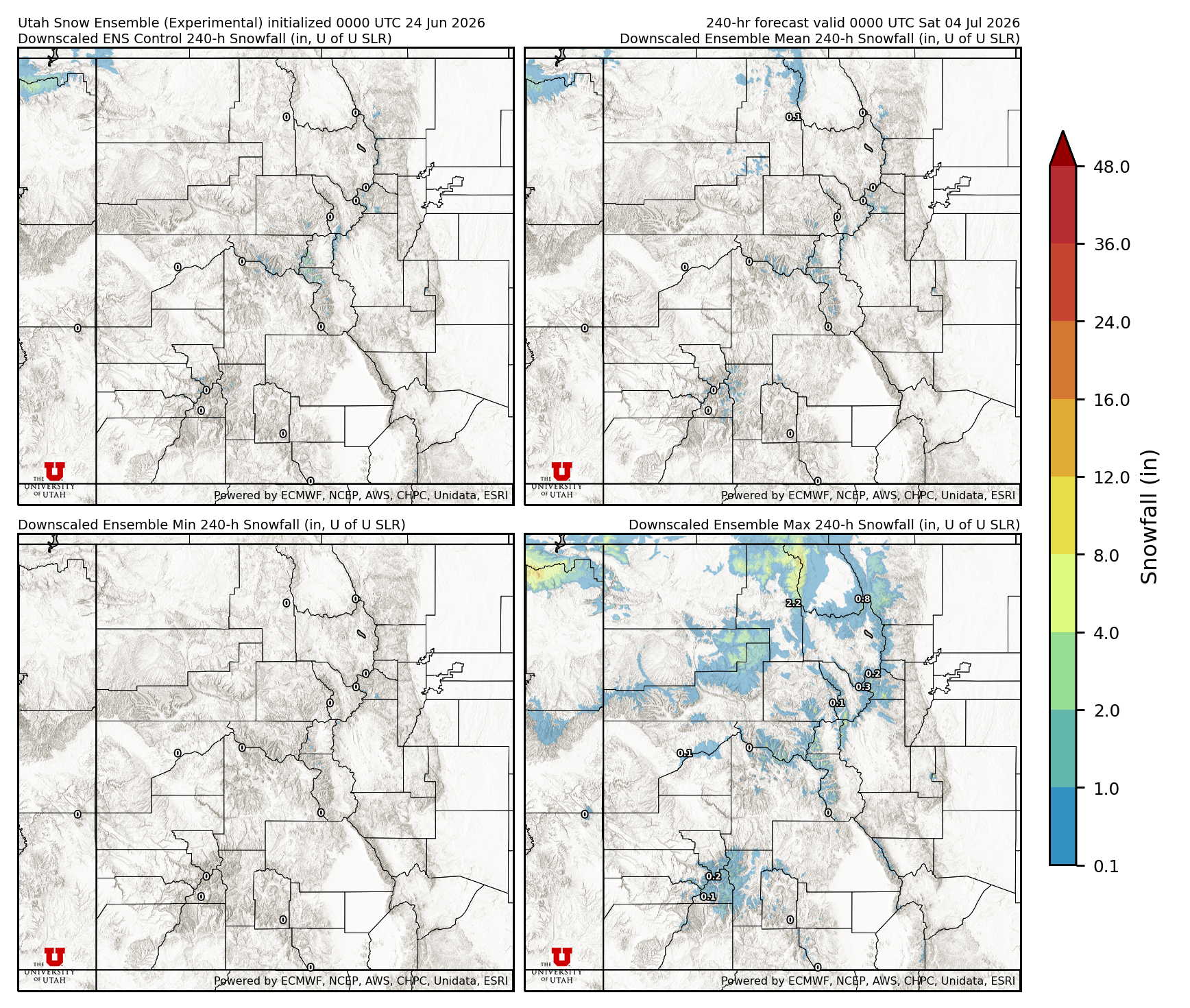 Latest NAEFS total precipitation forecast