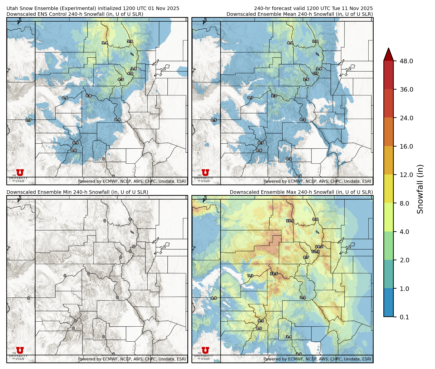 Latest NAEFS total precipitation forecast