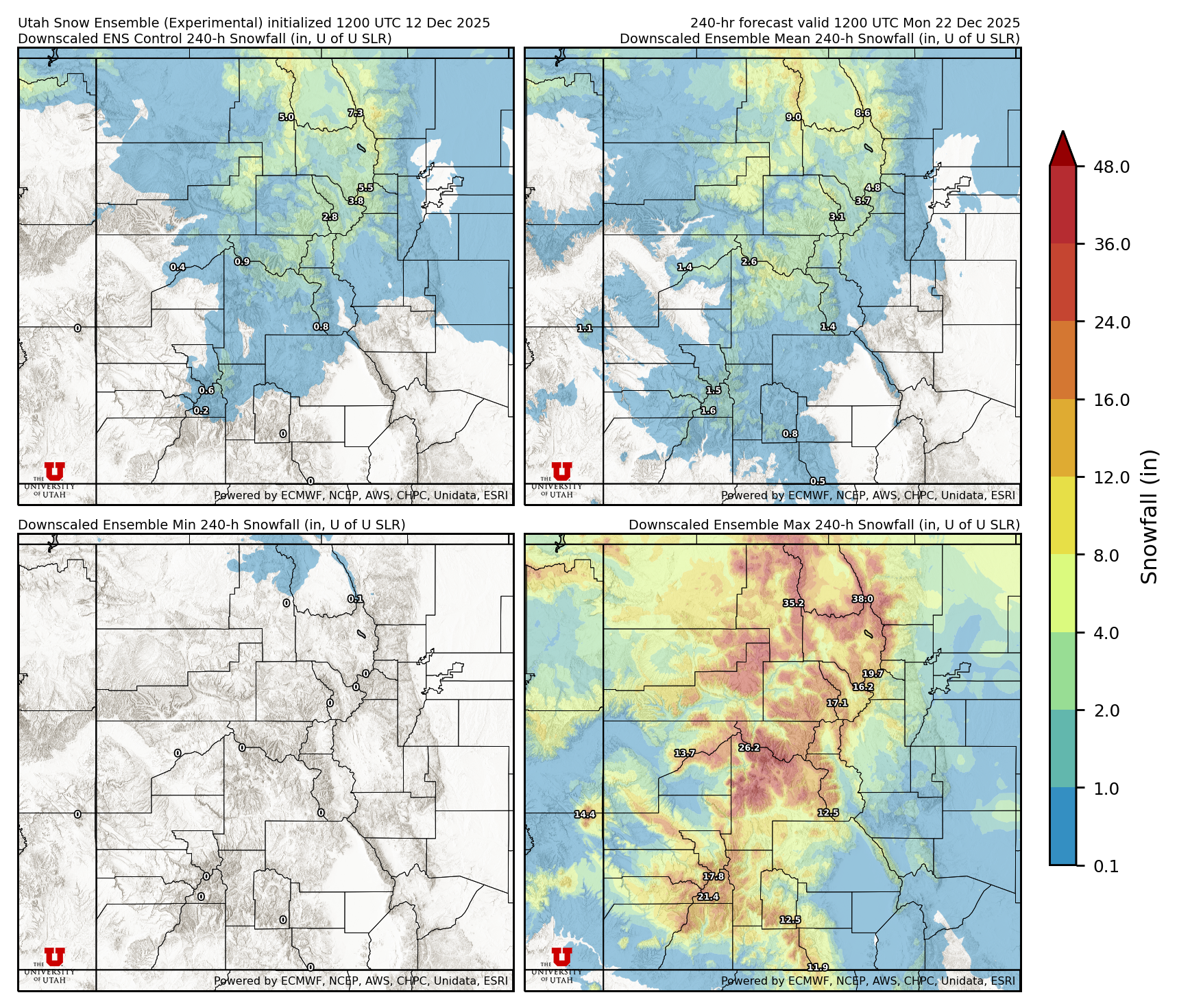 Latest NAEFS total precipitation forecast