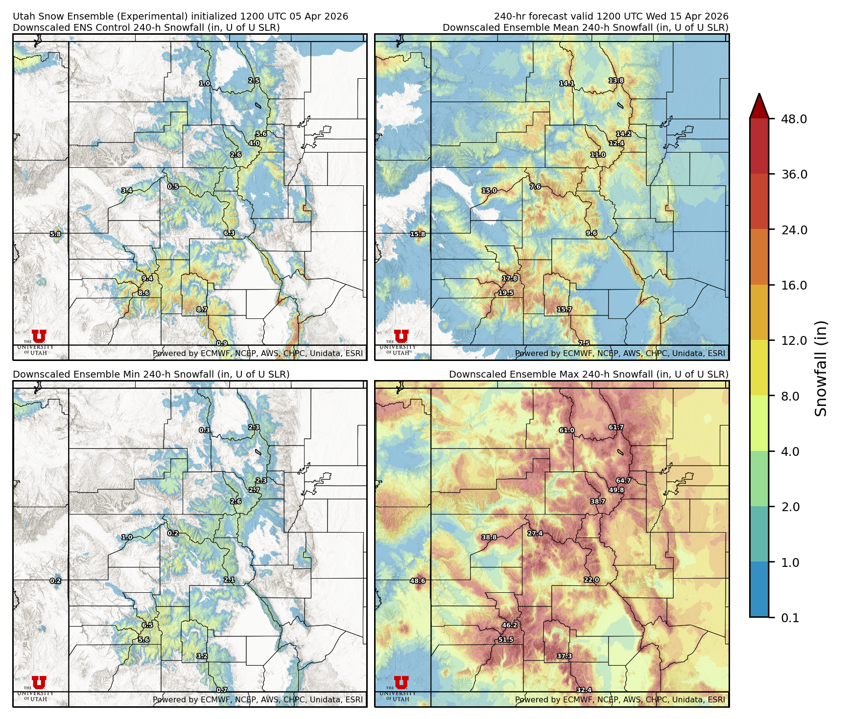 Latest NAEFS total precipitation forecast