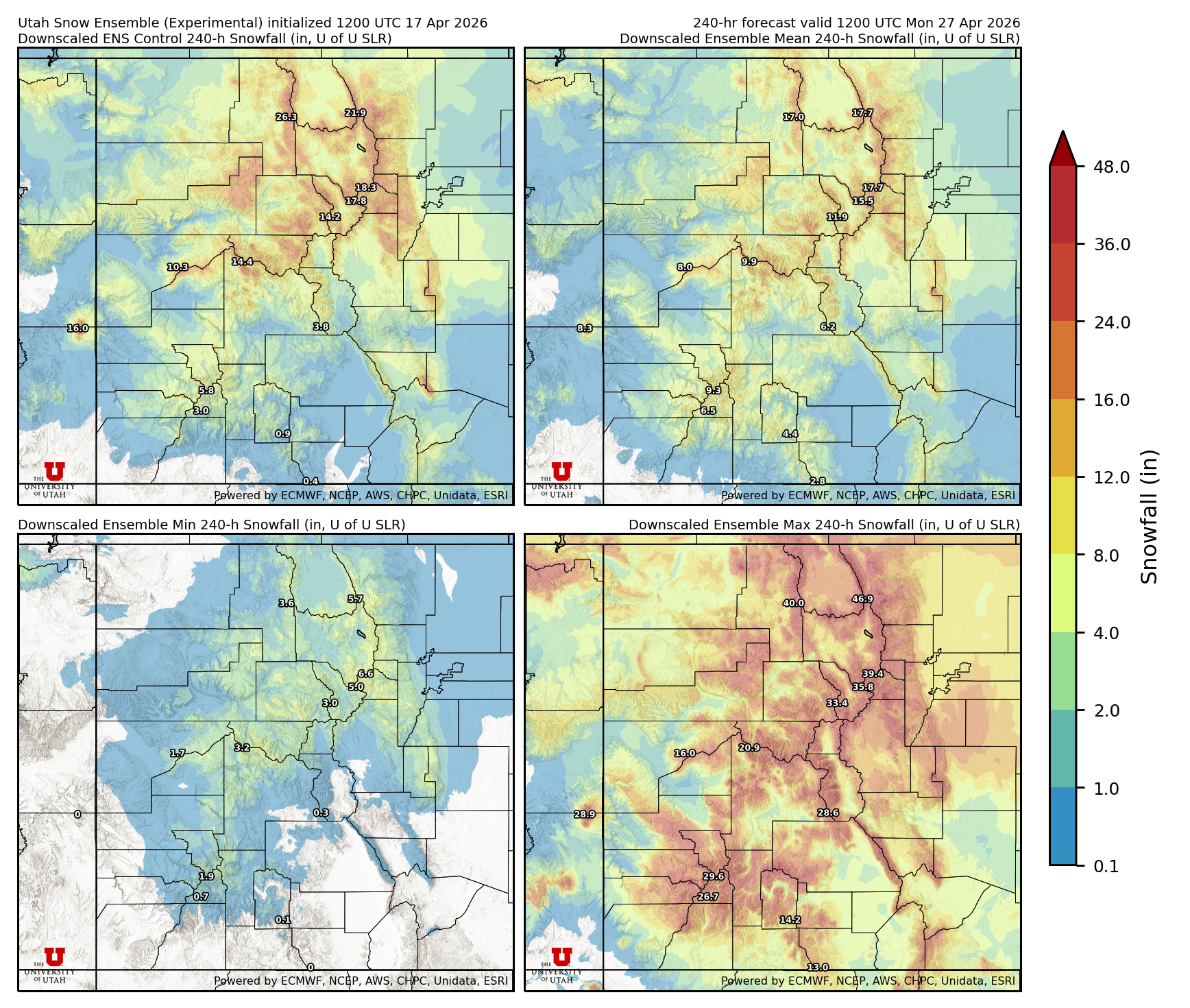 Latest NAEFS total precipitation forecast