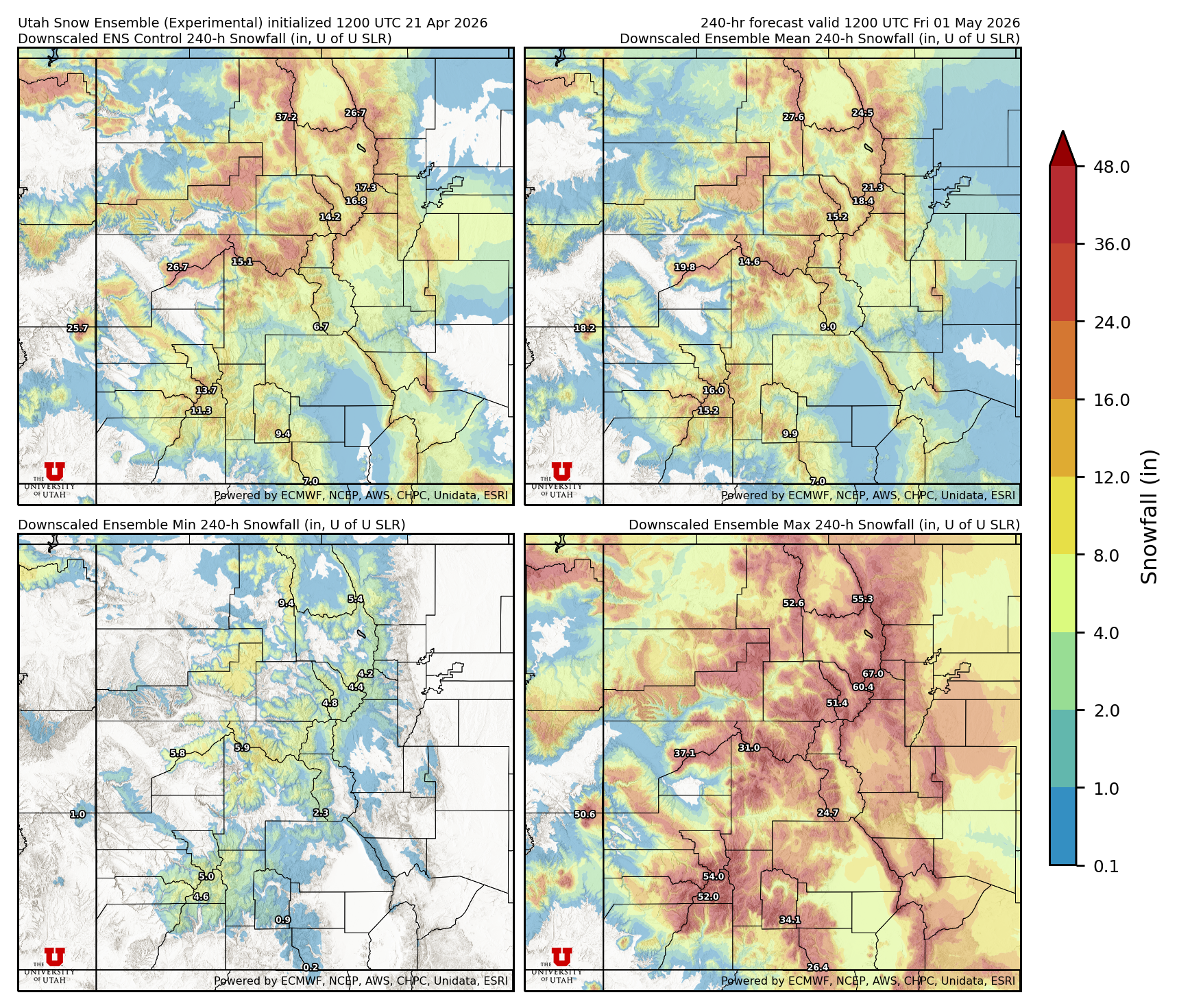 Latest NAEFS total precipitation forecast