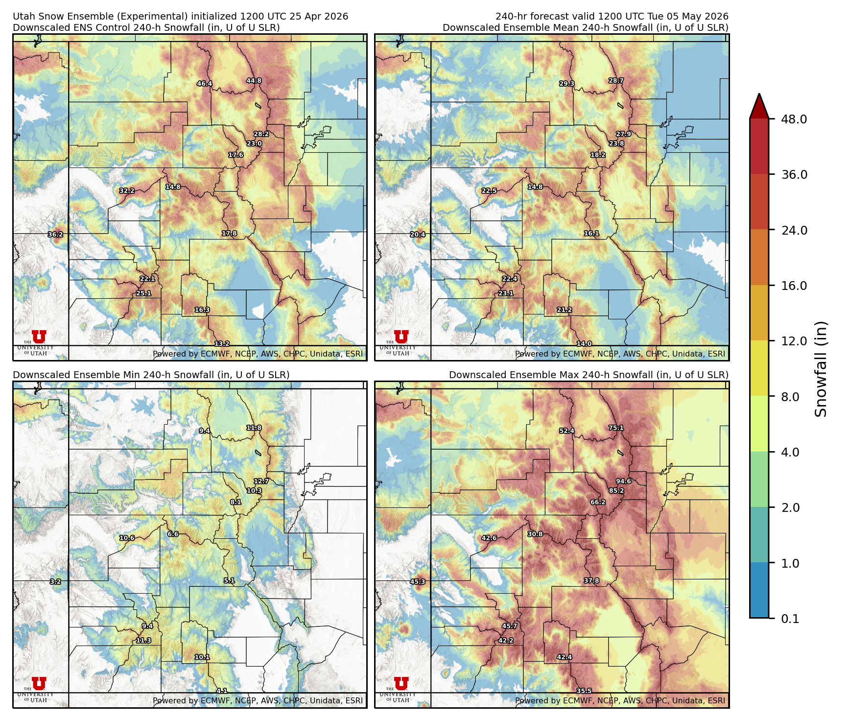Latest NAEFS total precipitation forecast