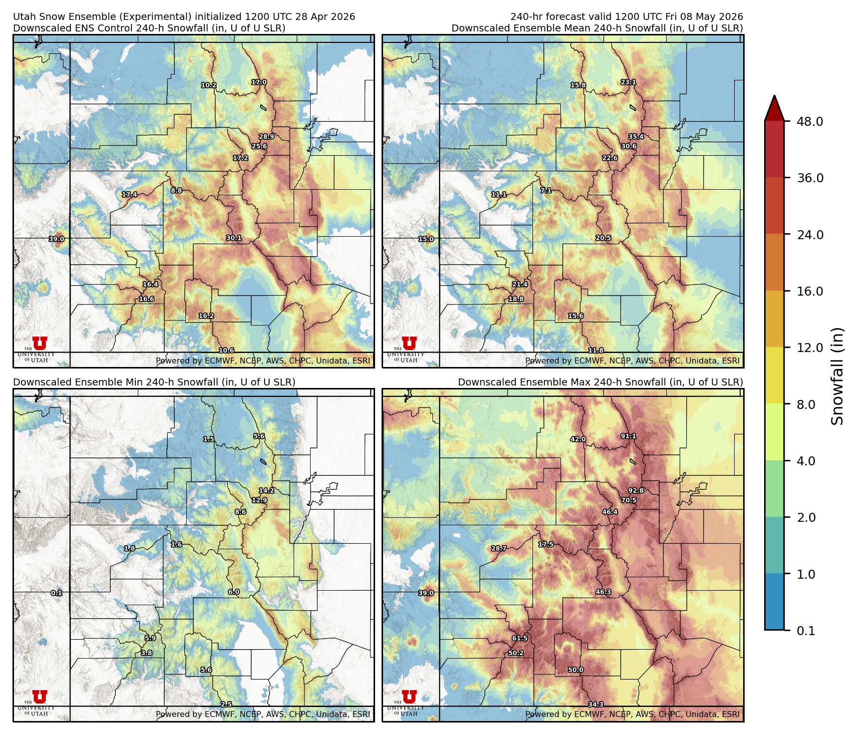Latest NAEFS total precipitation forecast