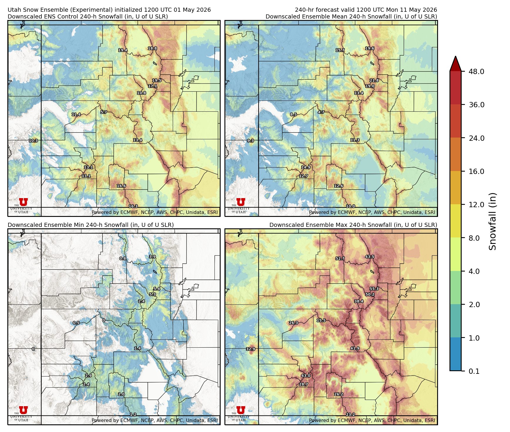 Latest NAEFS total precipitation forecast